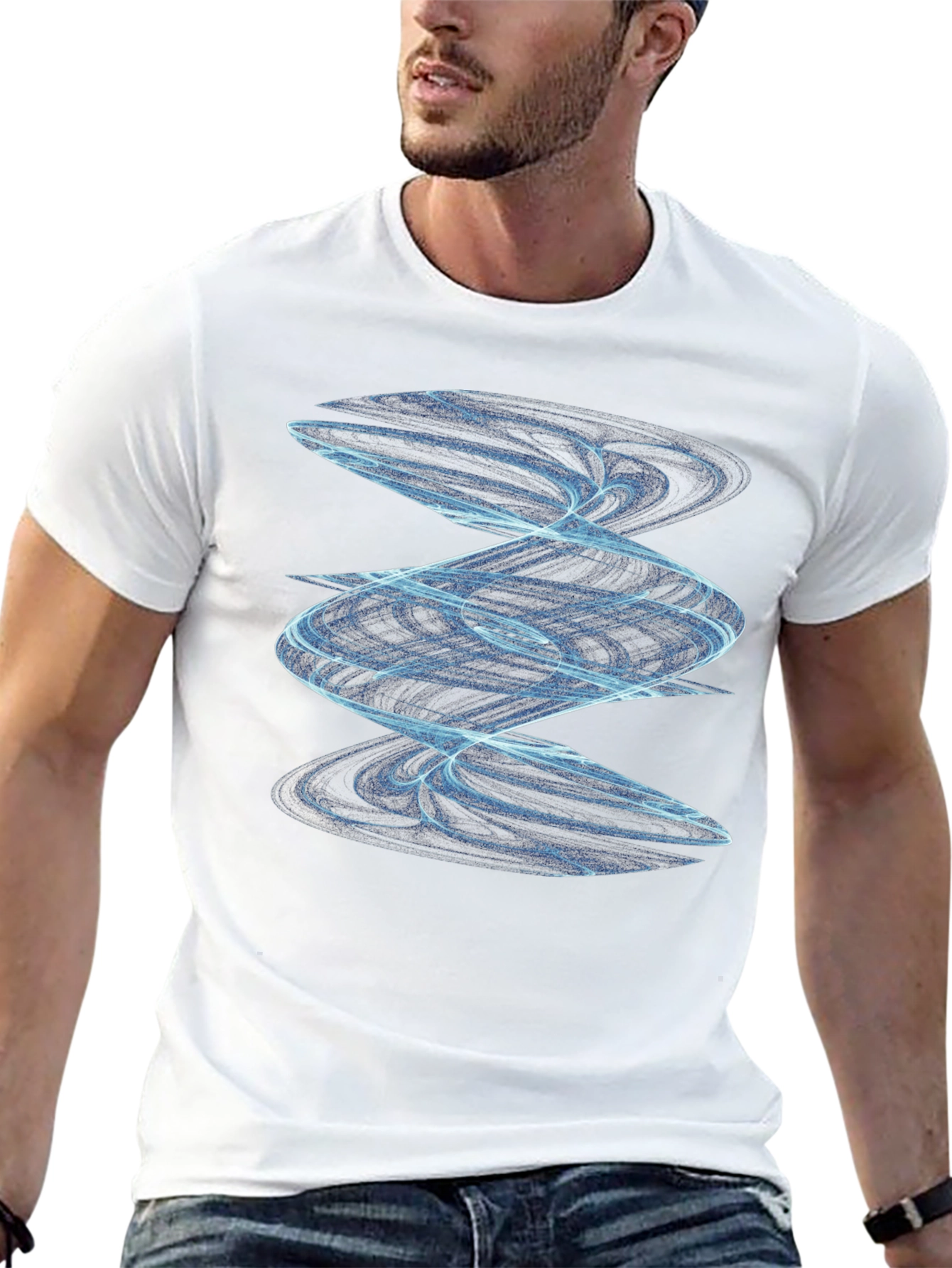 Abstract Spiral Graphic Tee - Modern Black T-Shirt
