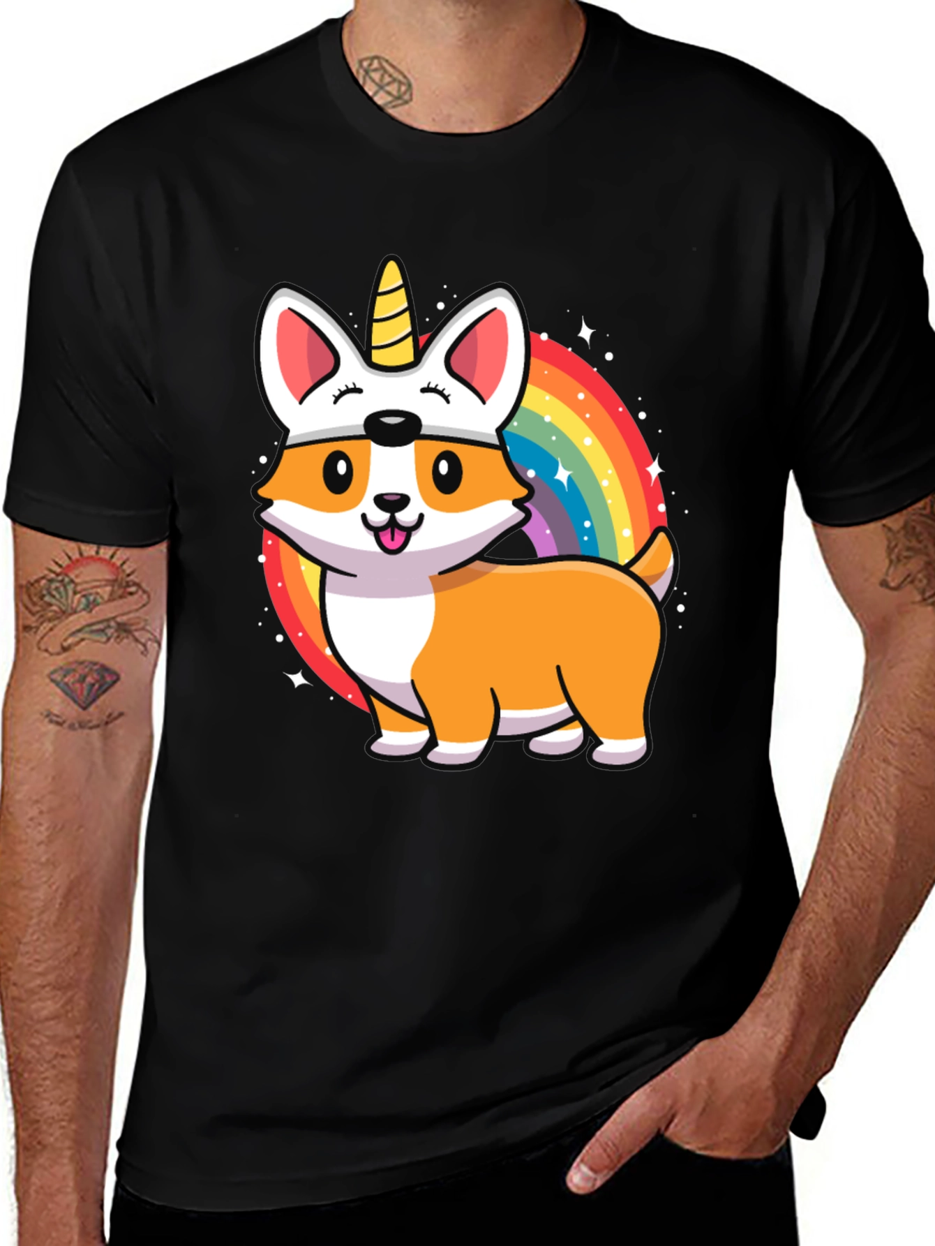 Unicorn Corgi Rainbow T-Shirt