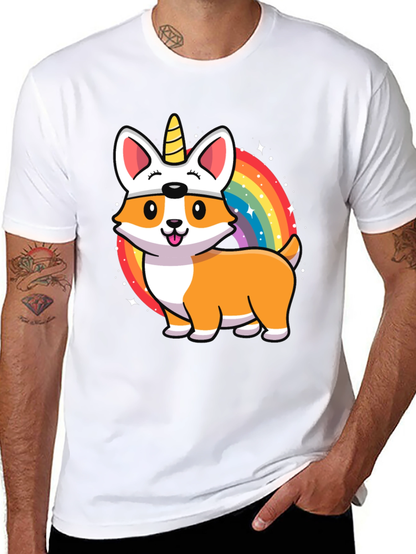 Unicorn Corgi Rainbow T-Shirt