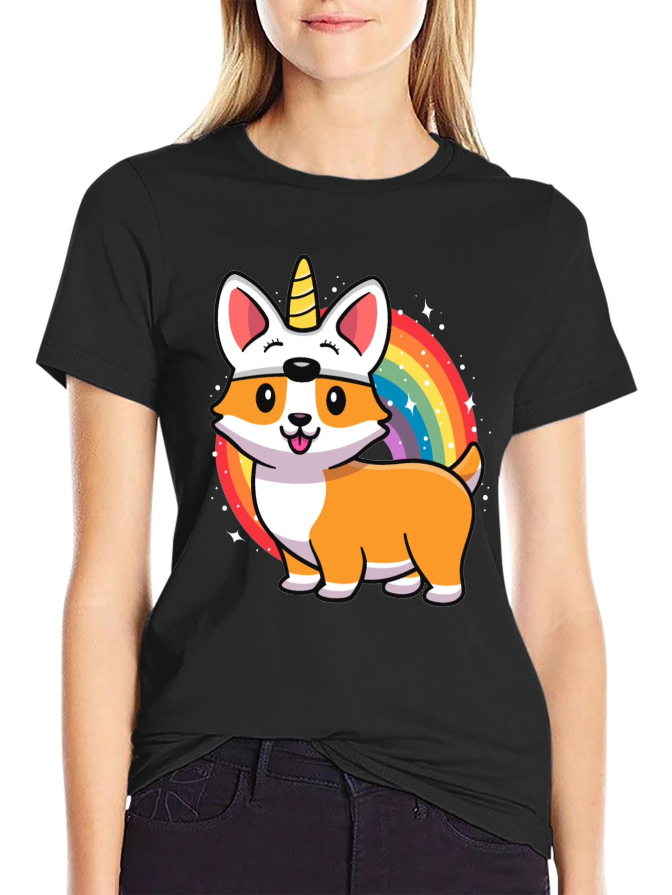 Unicorn Corgi Rainbow T-Shirt