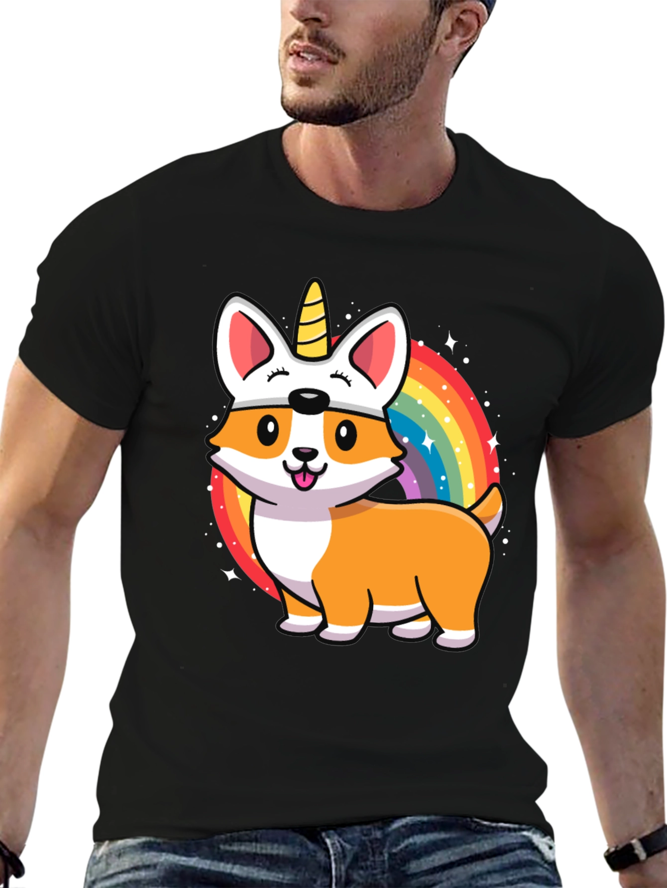 Unicorn Corgi Rainbow T-Shirt