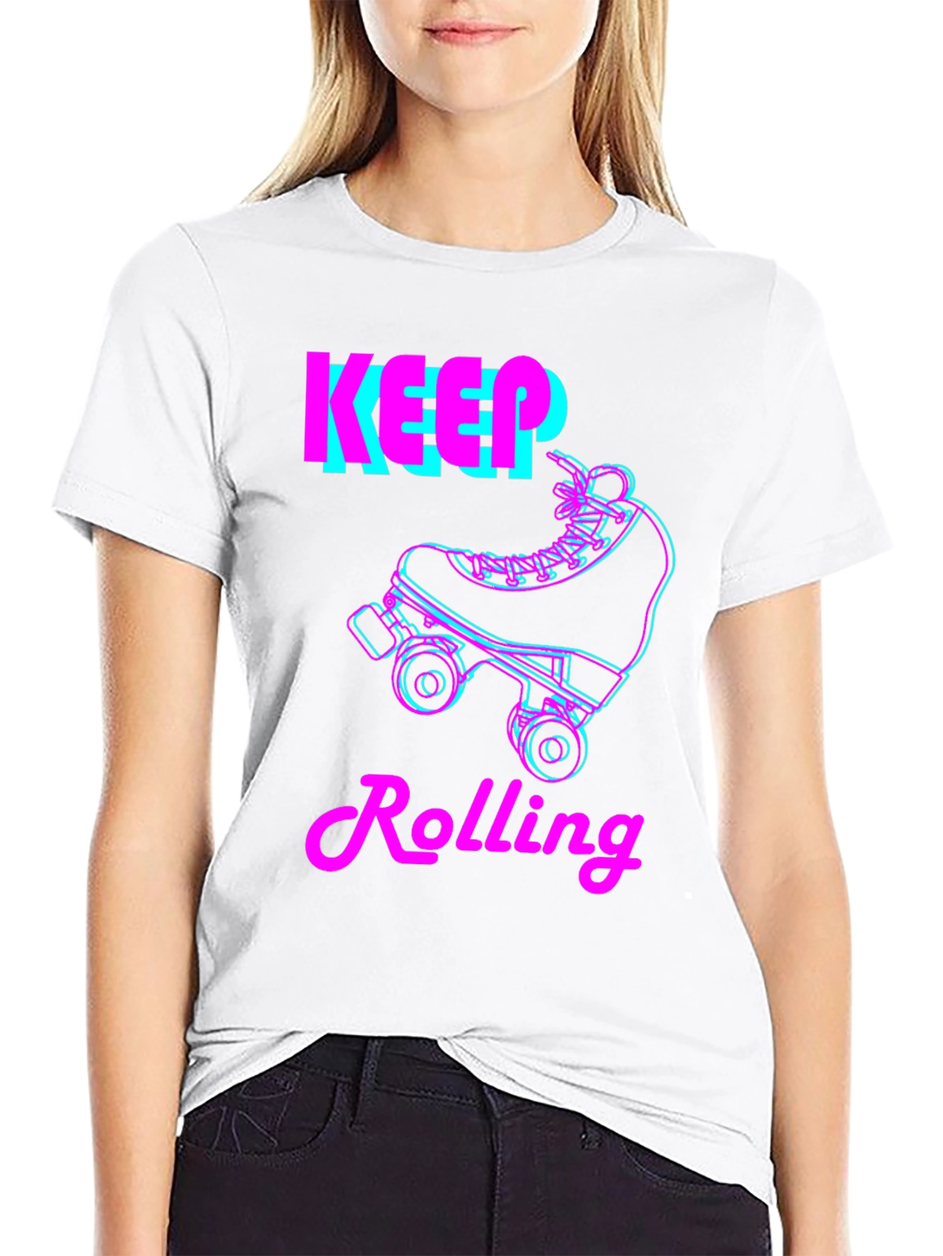 Keep Rolling Skate T-Shirt - Retro Style