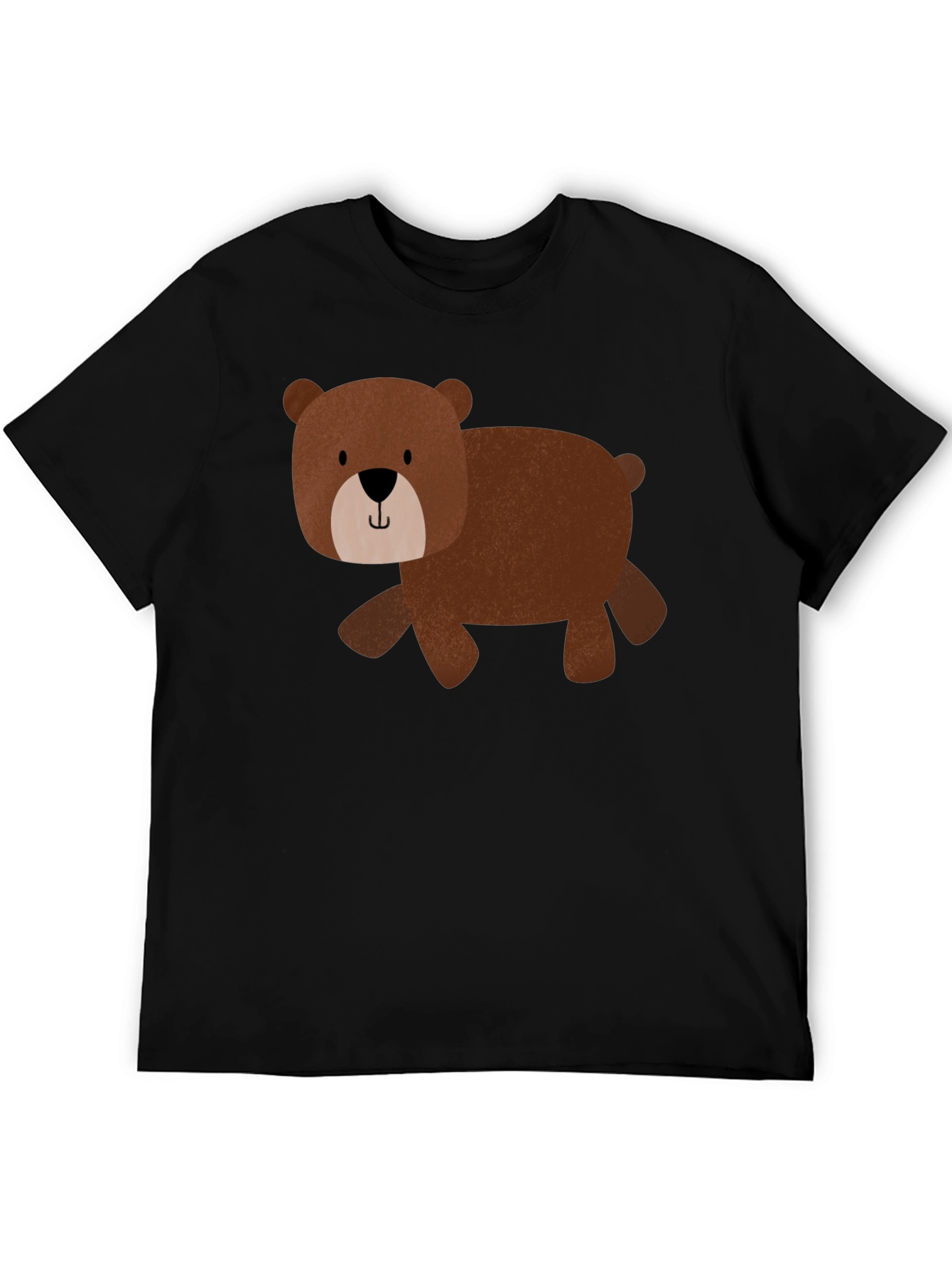 Cute Bear Graphic Tee - Black Cotton Blend