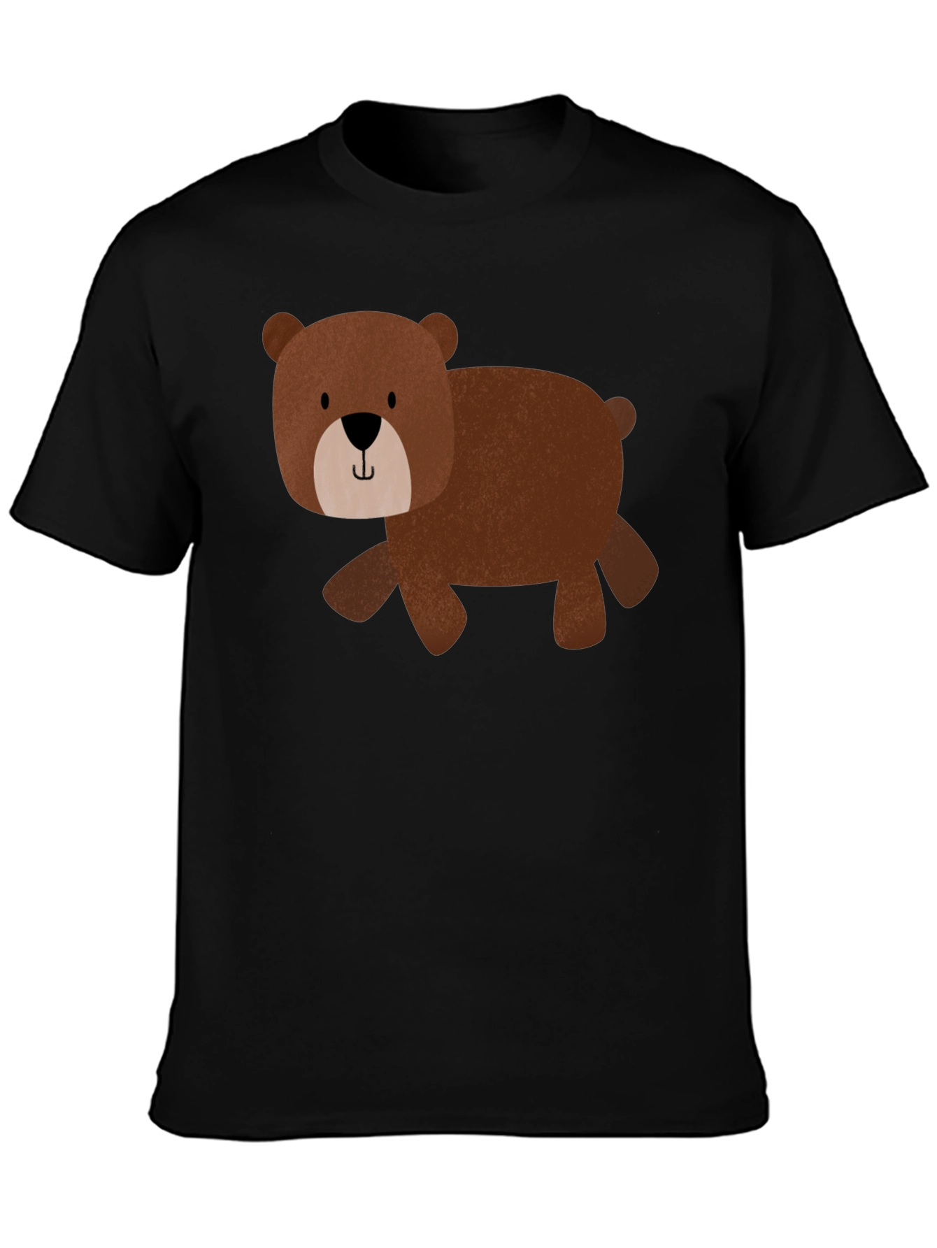 Cute Bear Graphic Tee - Black Cotton Blend