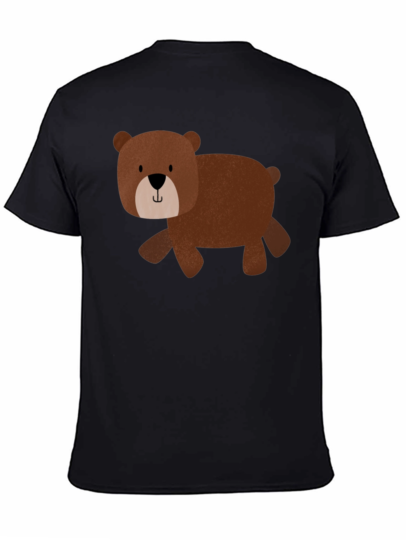 Cute Bear Graphic Tee - Black Cotton Blend