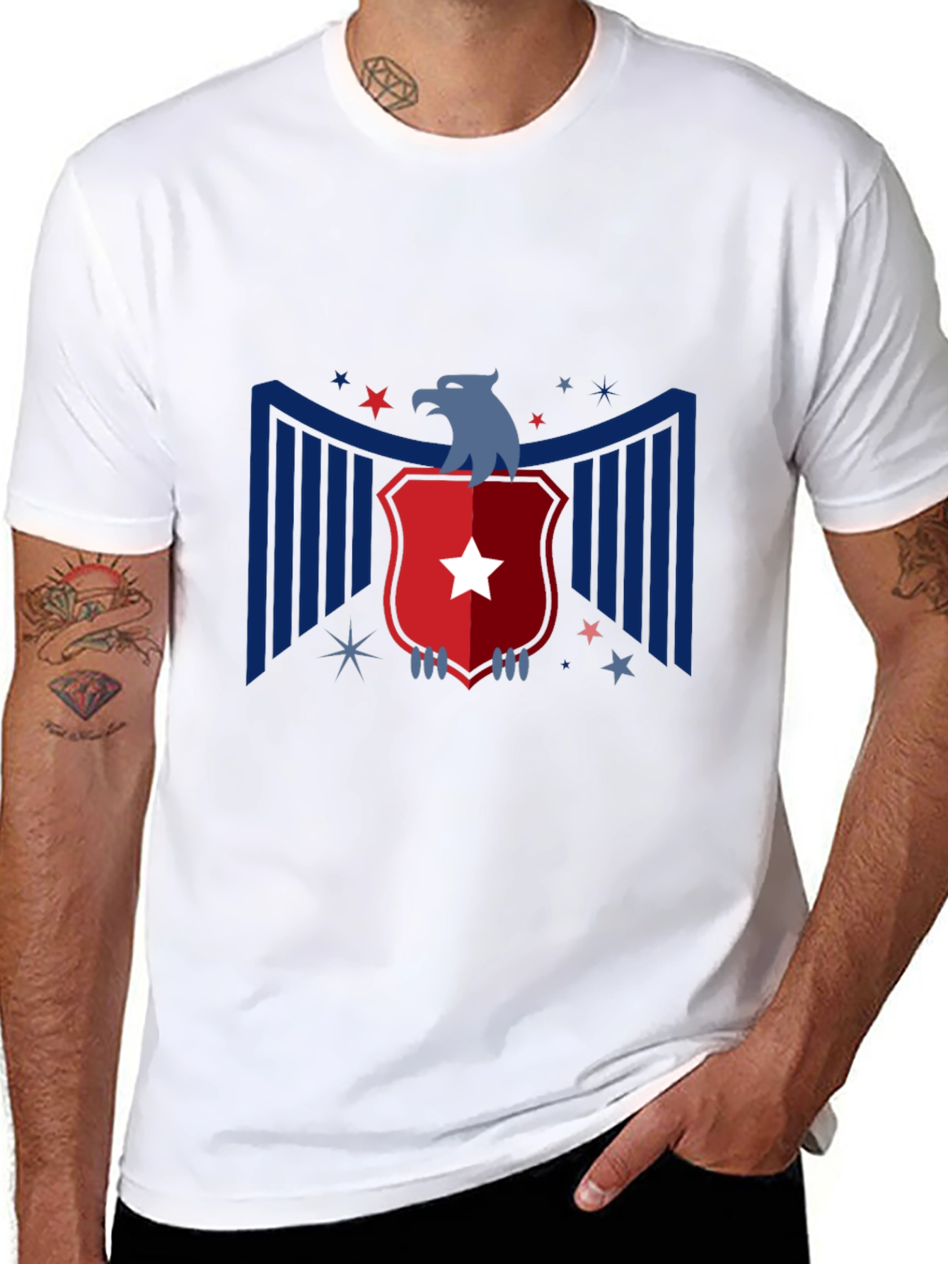 Patriotic Eagle Graphic Tee - Mens Black T-Shirt