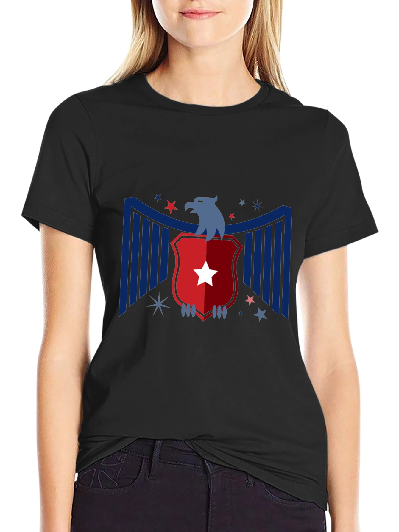 Patriotic Eagle Graphic Tee - Mens Black T-Shirt