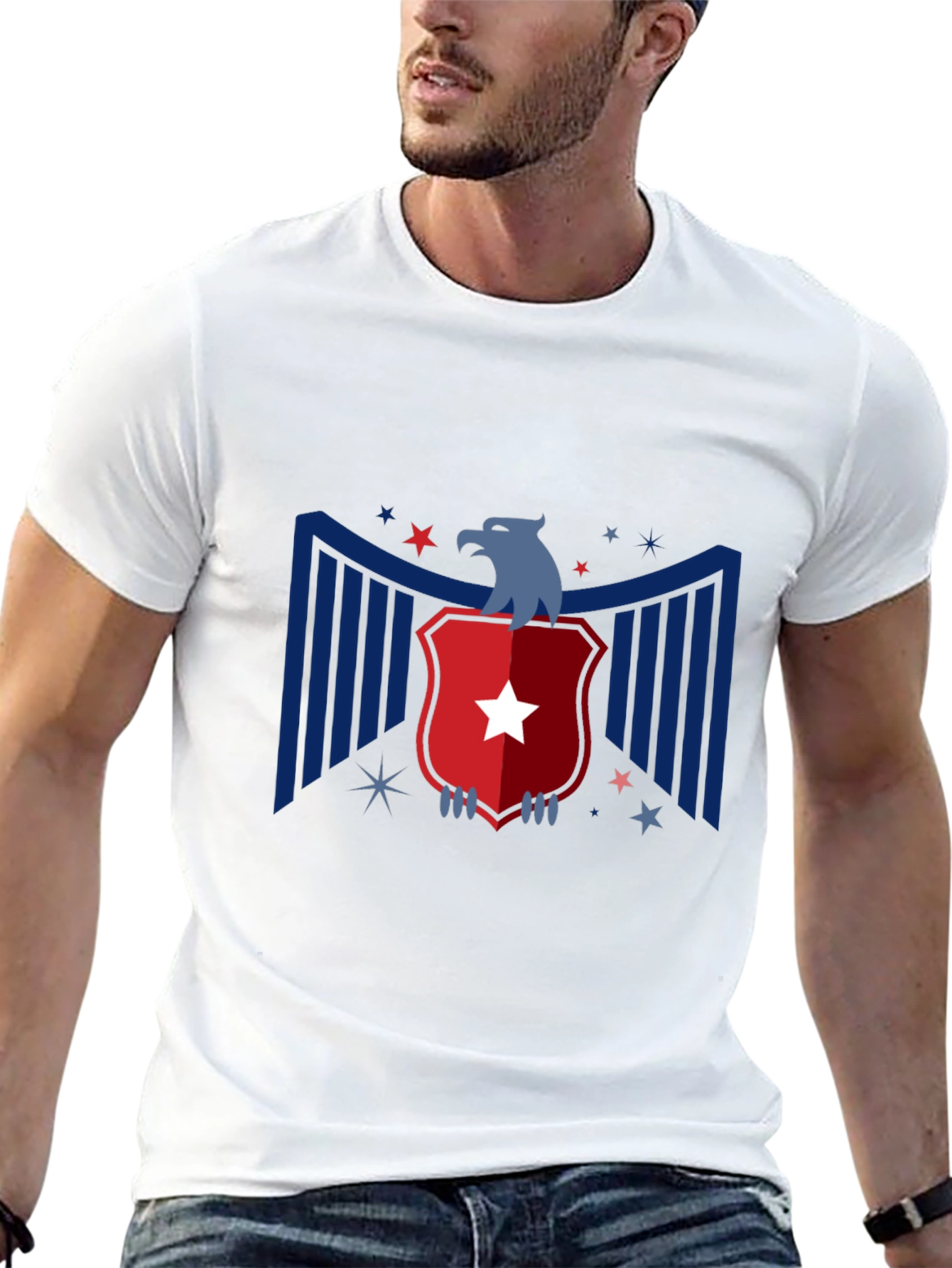 Patriotic Eagle Graphic Tee - Mens Black T-Shirt