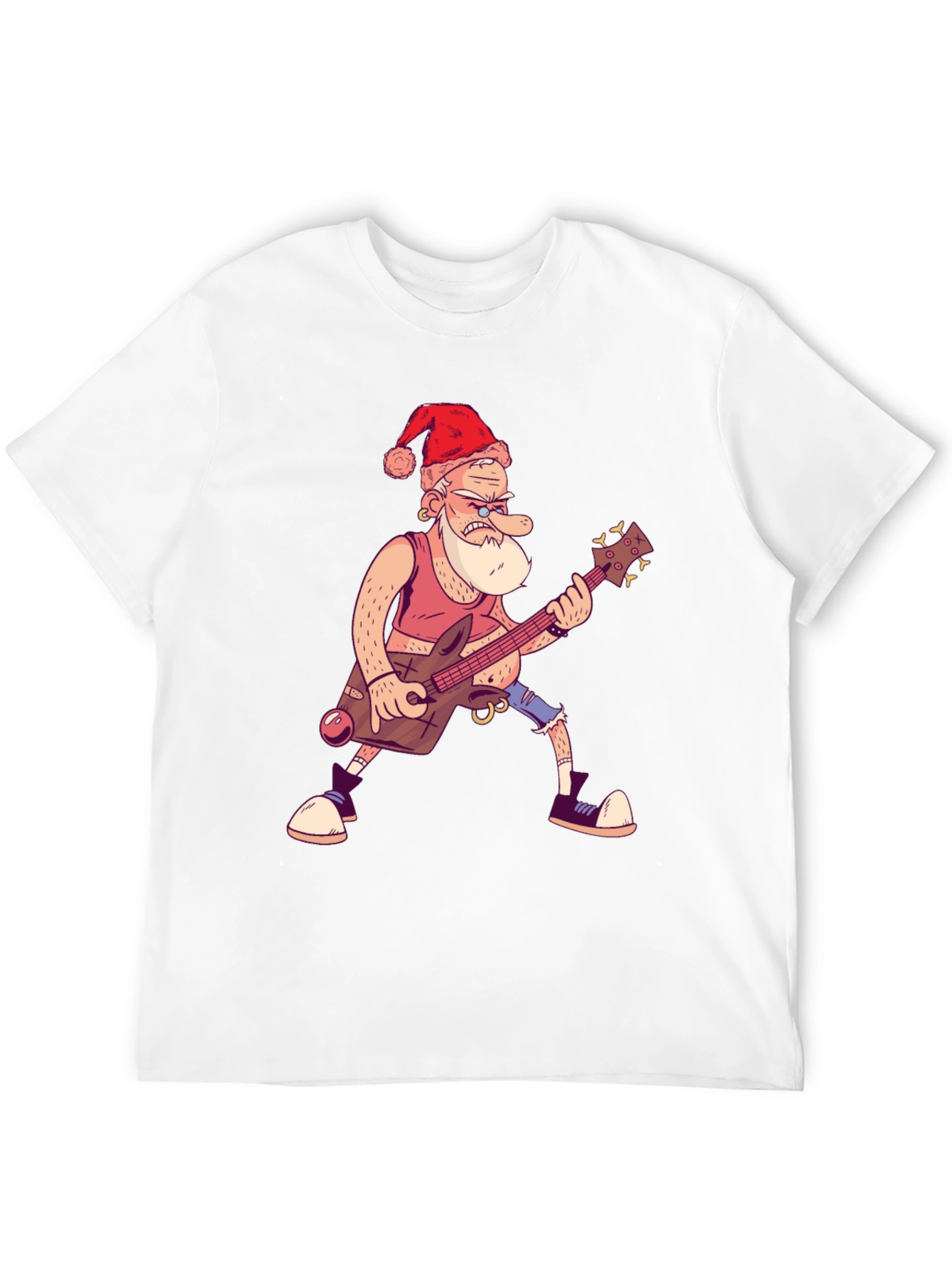 Santa Rocks Black T-Shirt - Holiday Music Gift