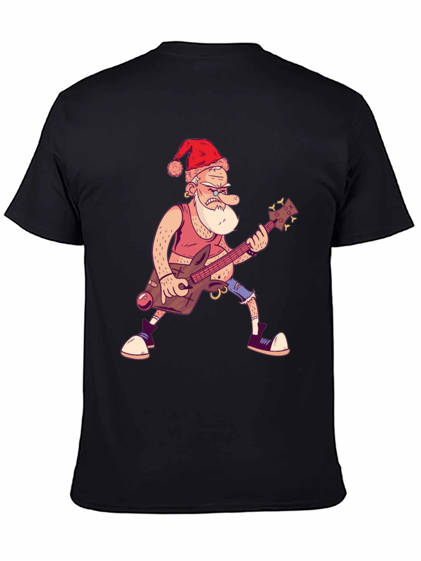 Santa Rocks Black T-Shirt - Holiday Music Gift