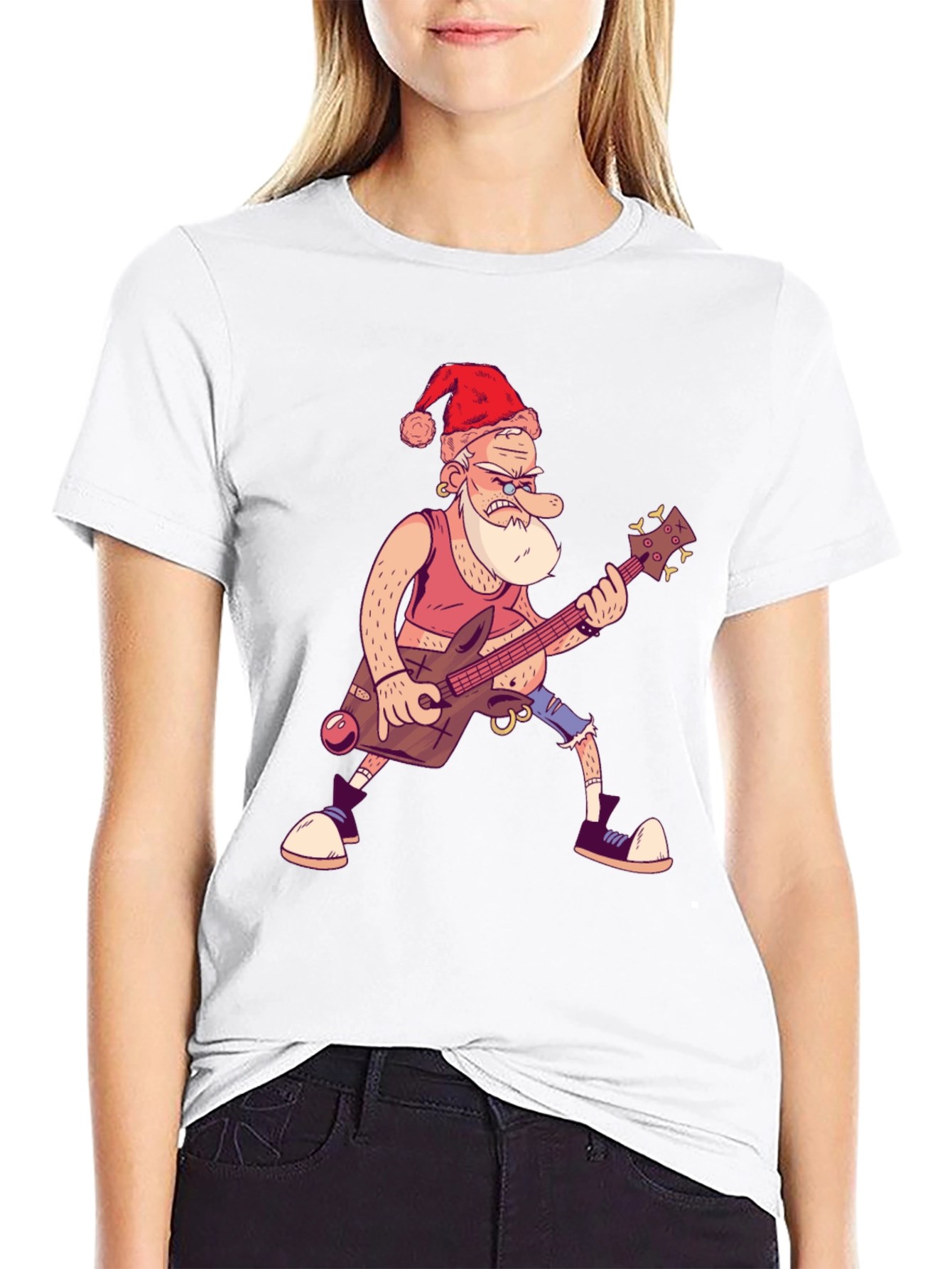 Santa Rocks Black T-Shirt - Holiday Music Gift