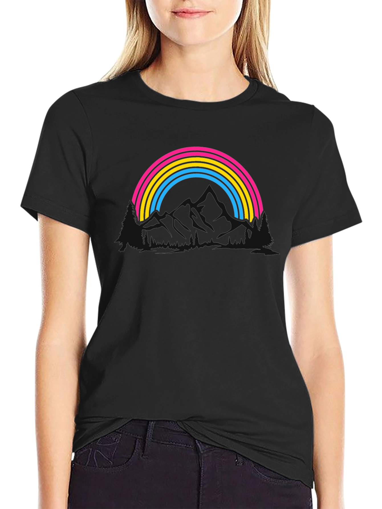 Pan Pride Rainbow T-Shirt - Black Cotton Blend Tee