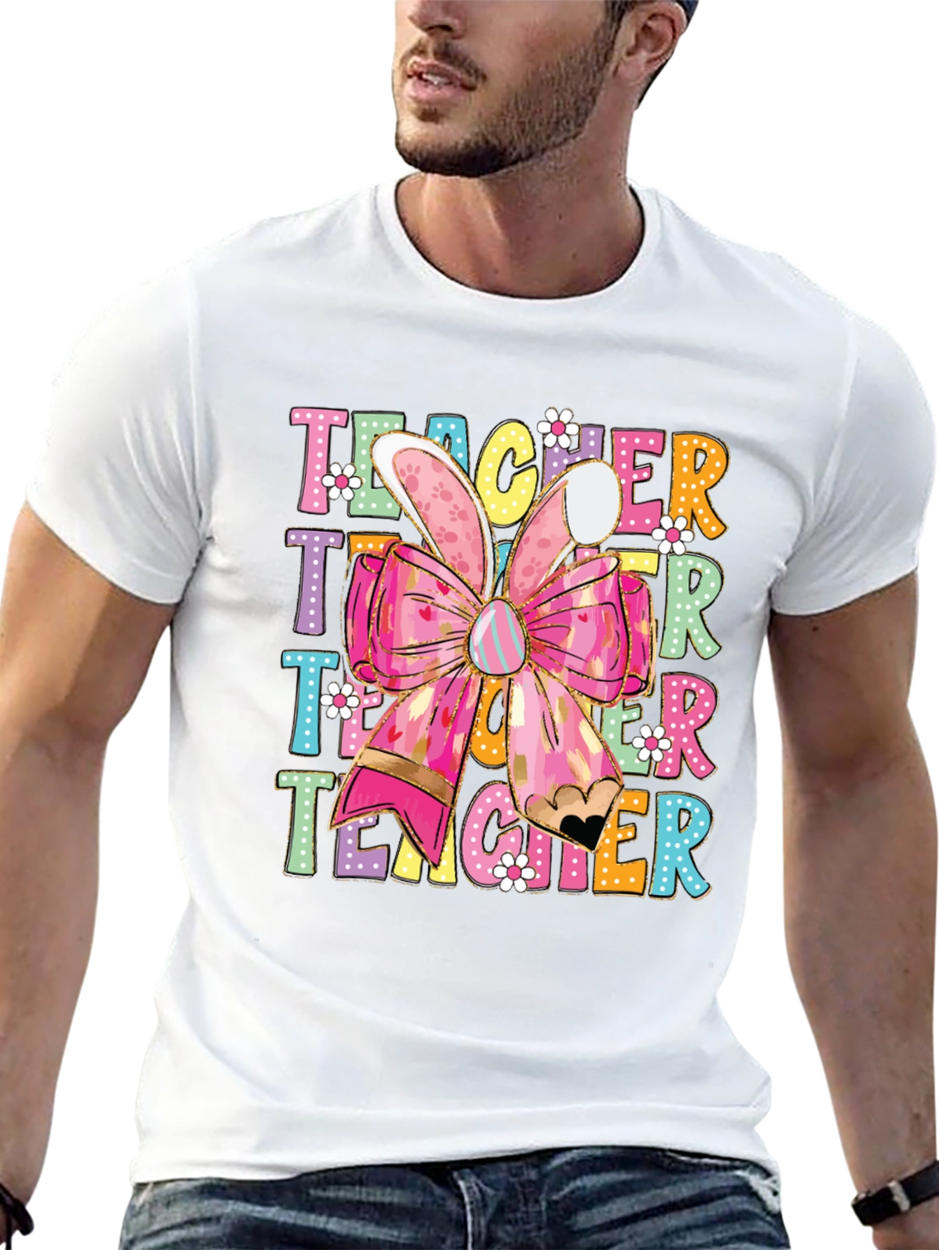 Teacher Easter Bunny Bow T-Shirt