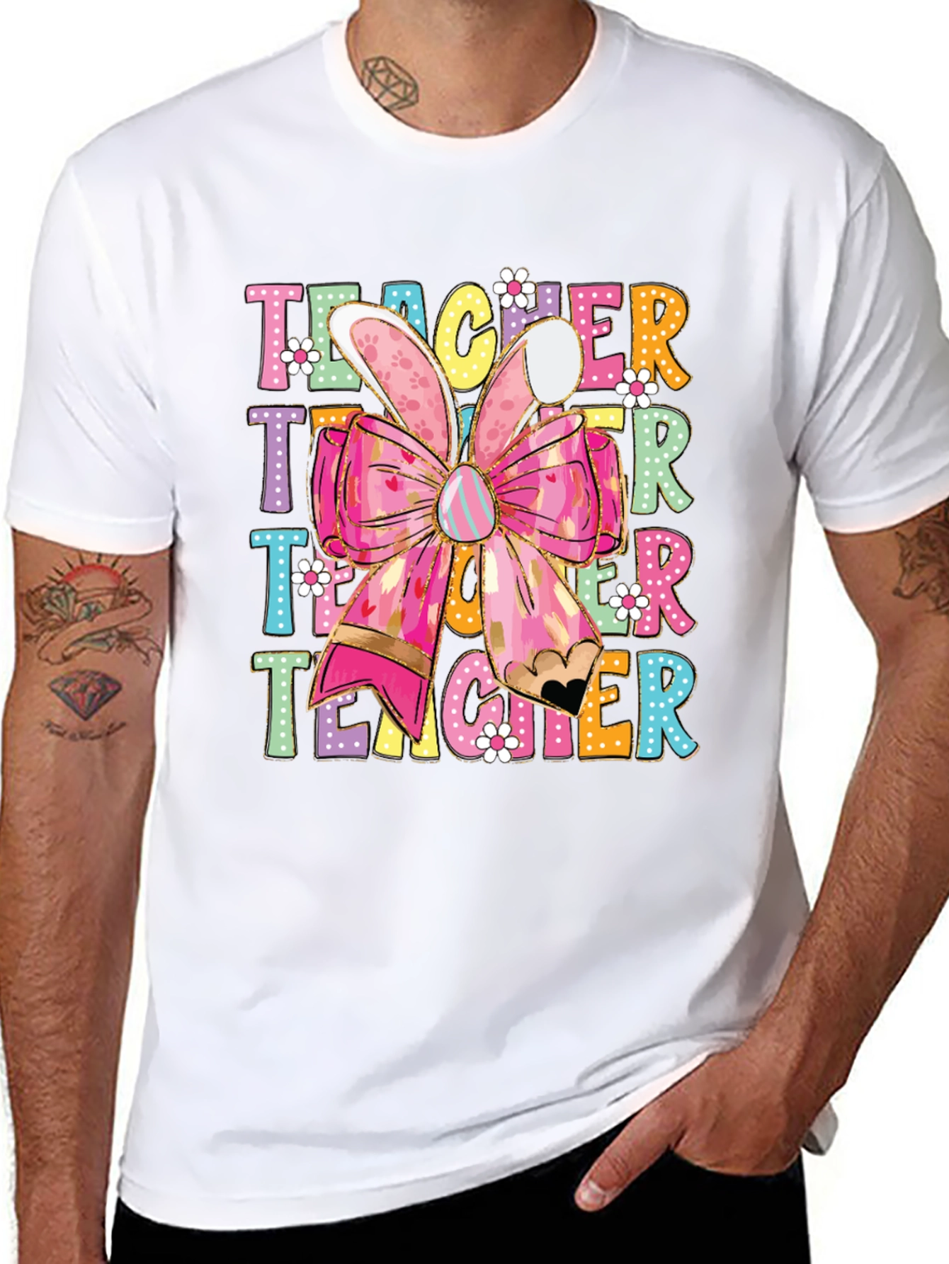 Teacher Easter Bunny Bow T-Shirt
