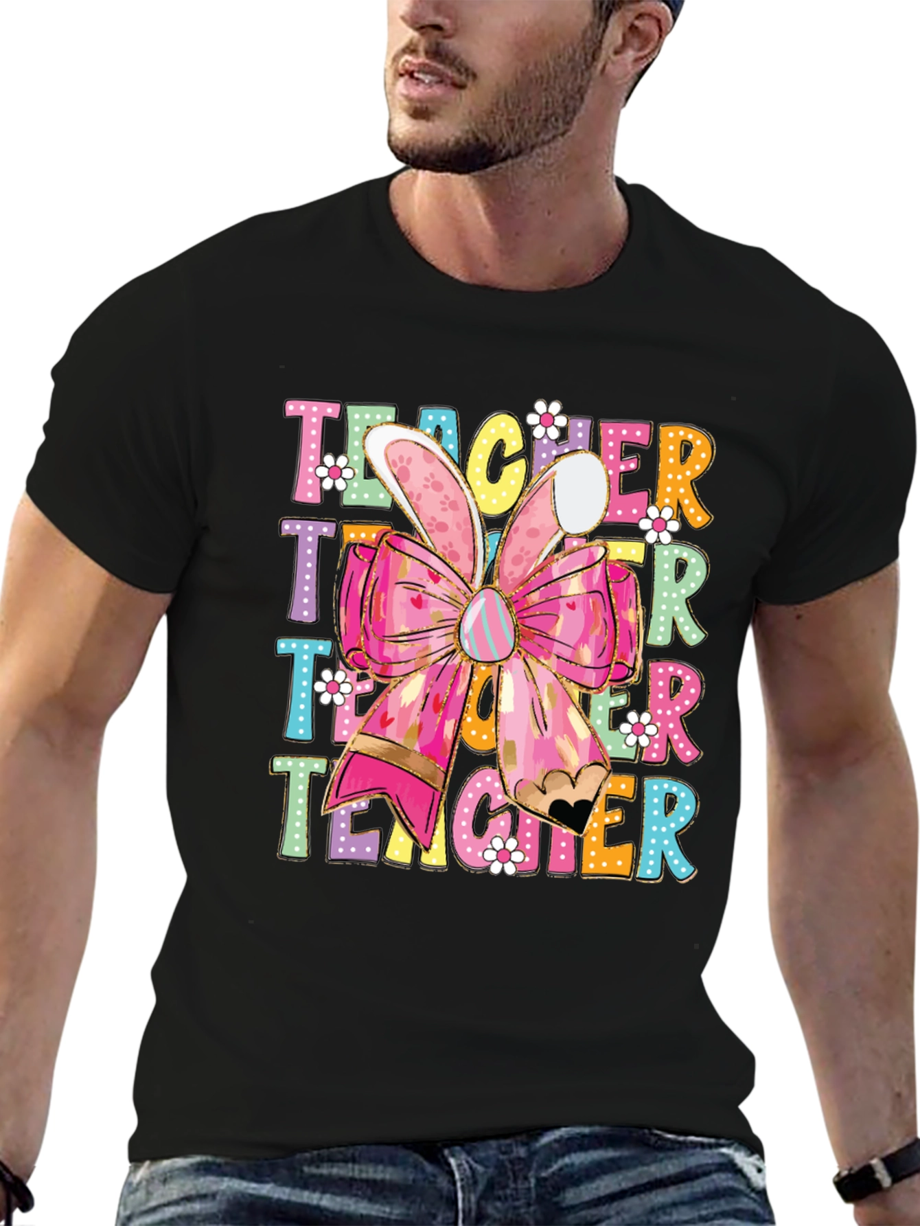 Teacher Easter Bunny Bow T-Shirt