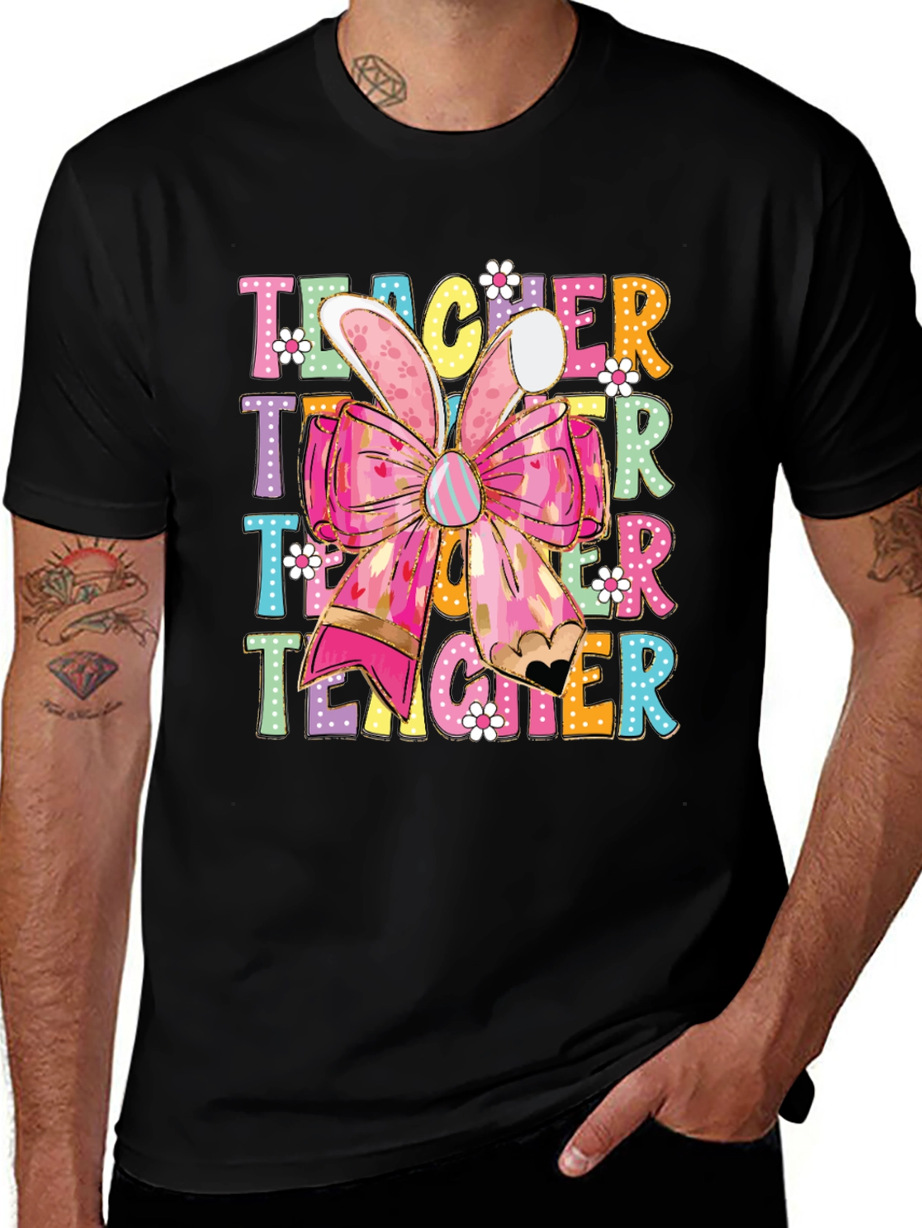 Teacher Easter Bunny Bow T-Shirt