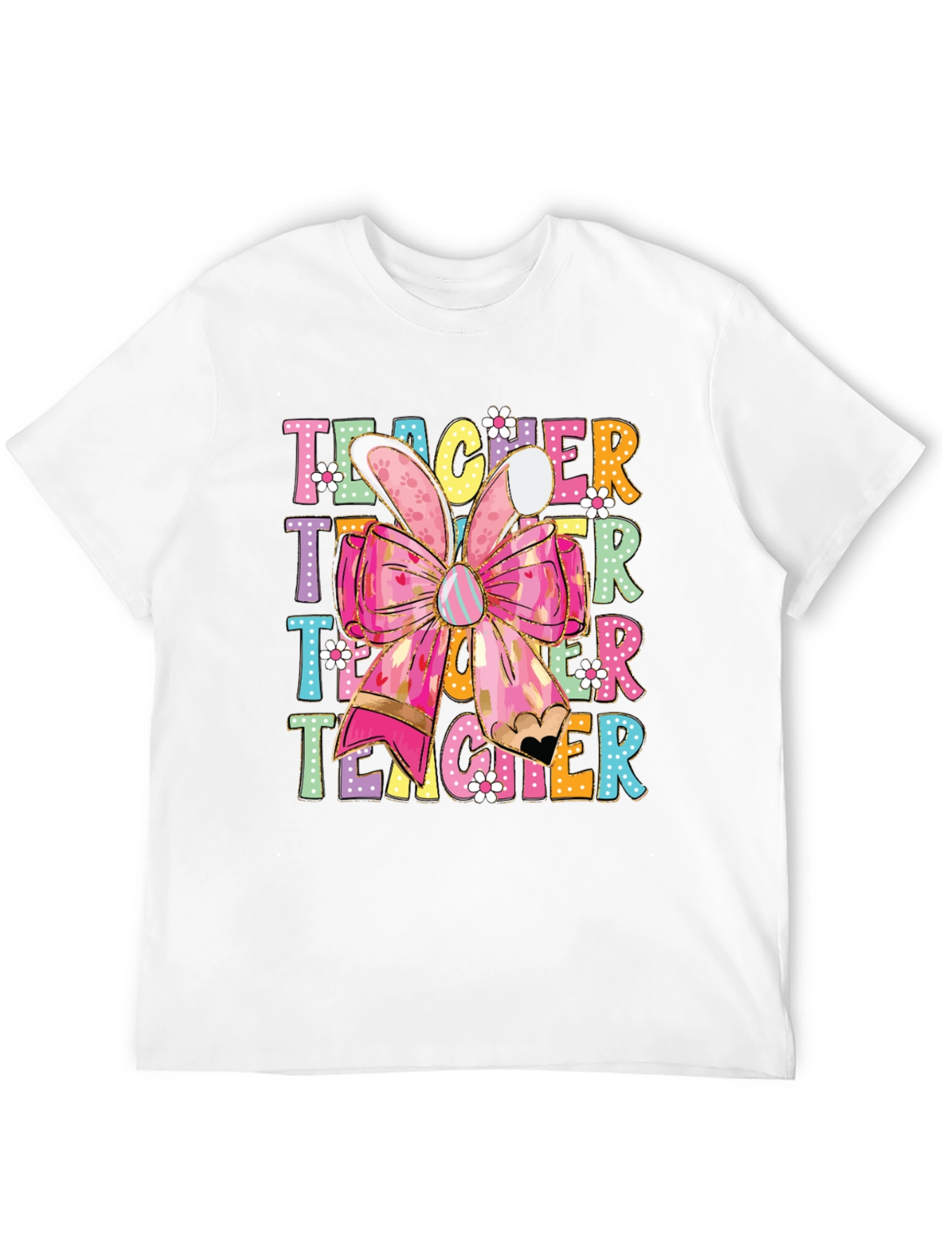 Teacher Easter Bunny Bow T-Shirt