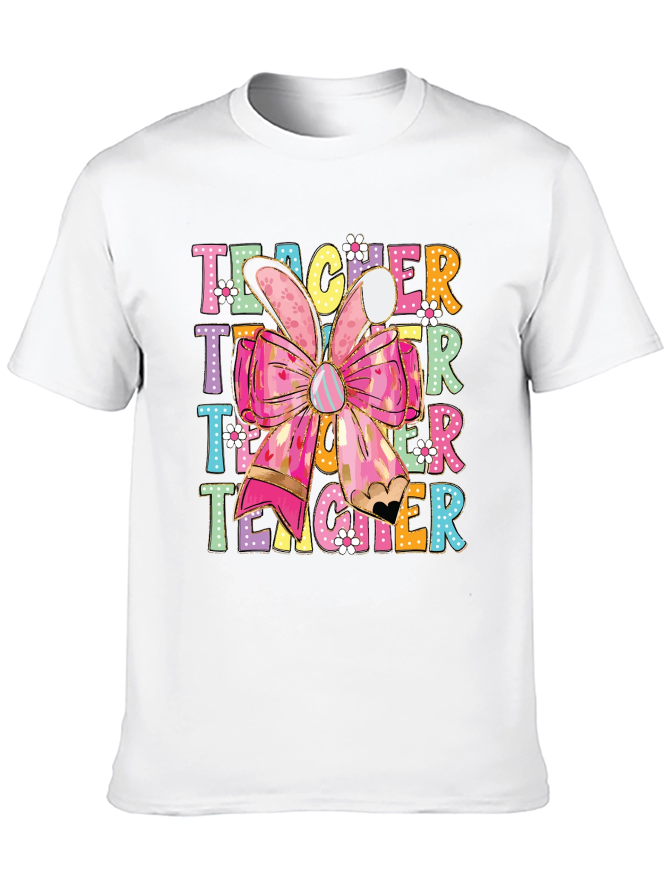 Teacher Easter Bunny Bow T-Shirt