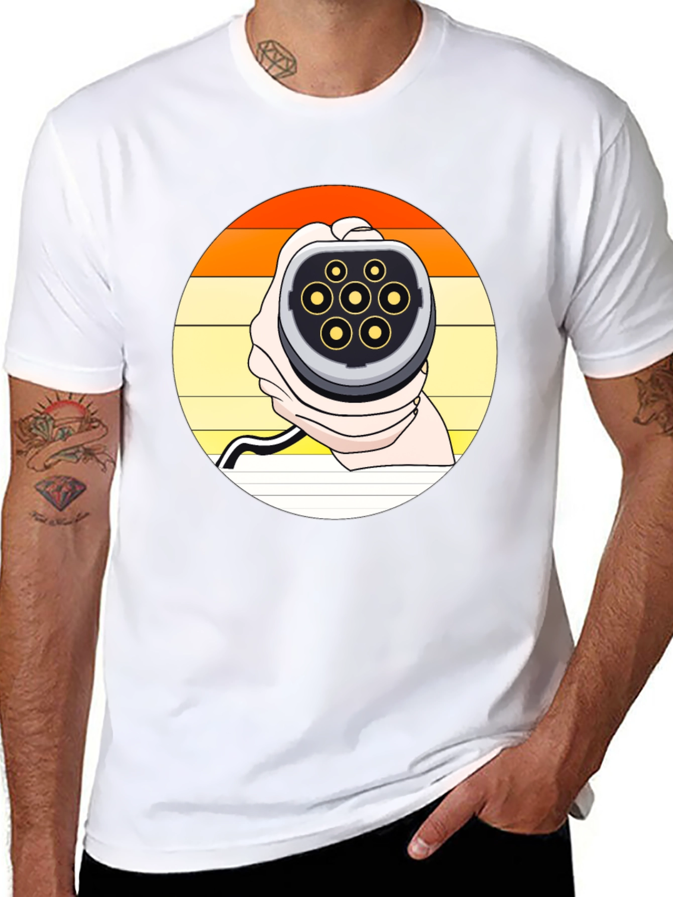 Retro EV Charger T-Shirt - Electric Vehicle Fan Apparel