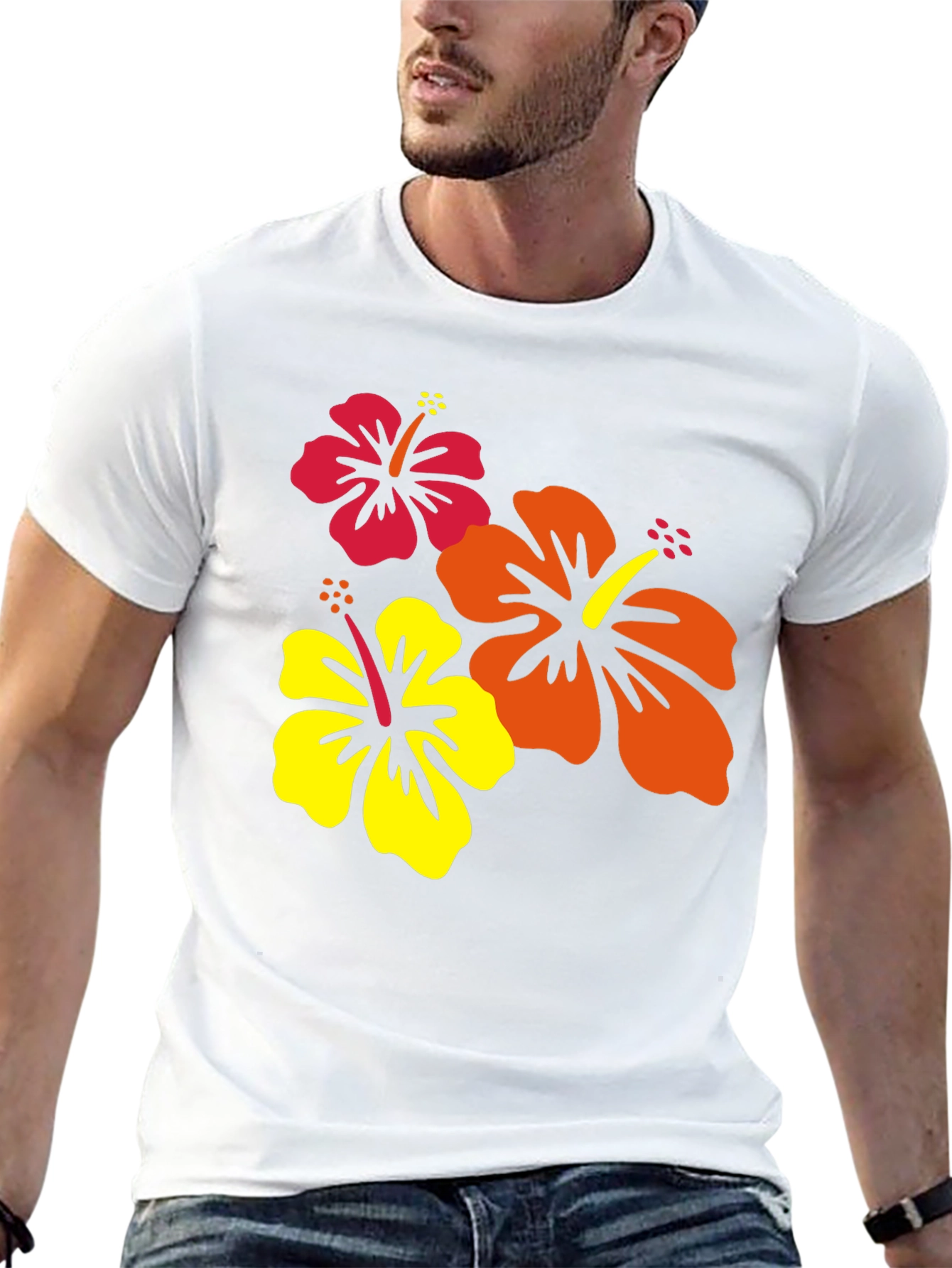 Tropical Hibiscus Black T-Shirt