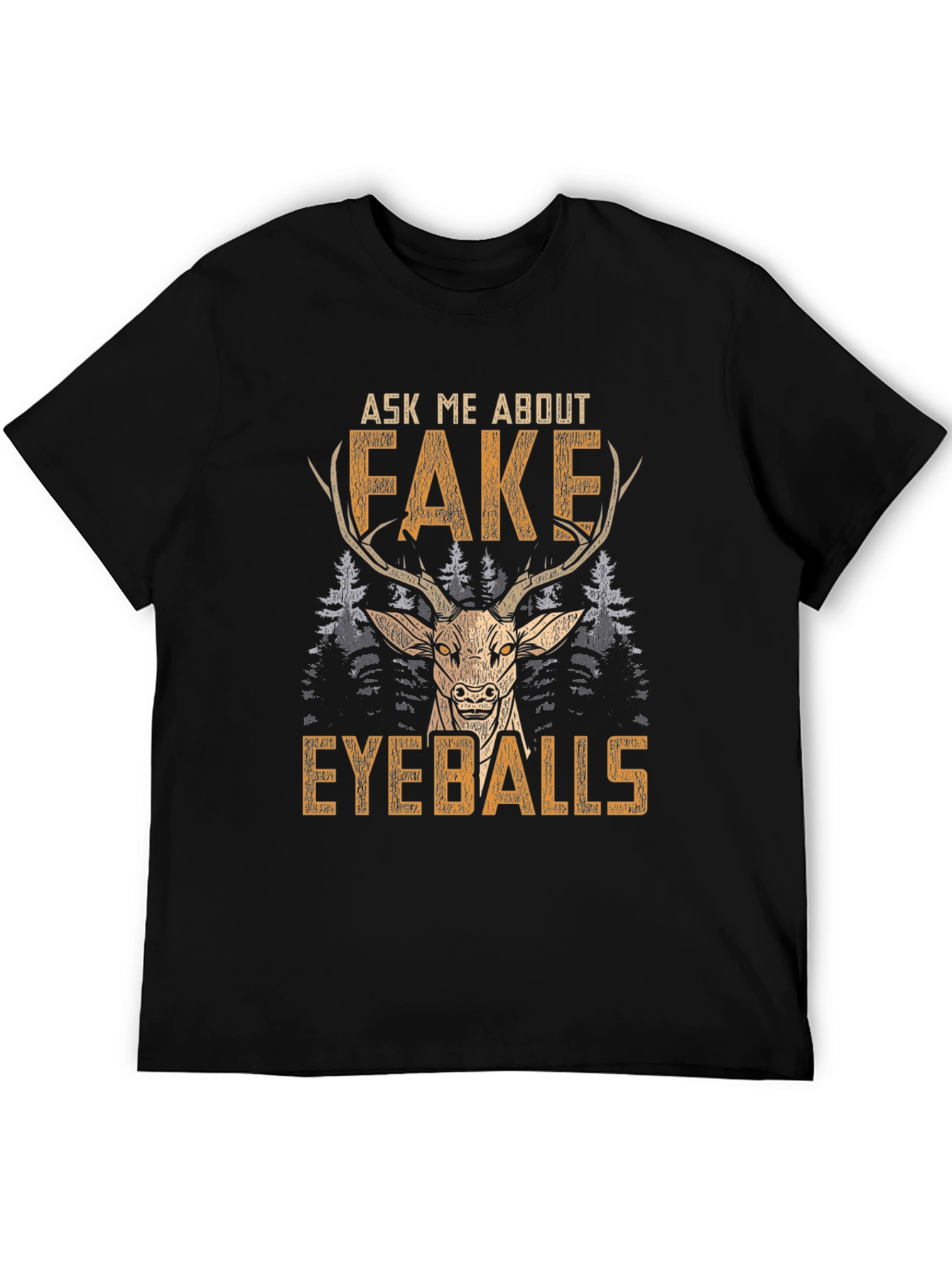Funny Fake Eyeballs Deer Graphic T-Shirt