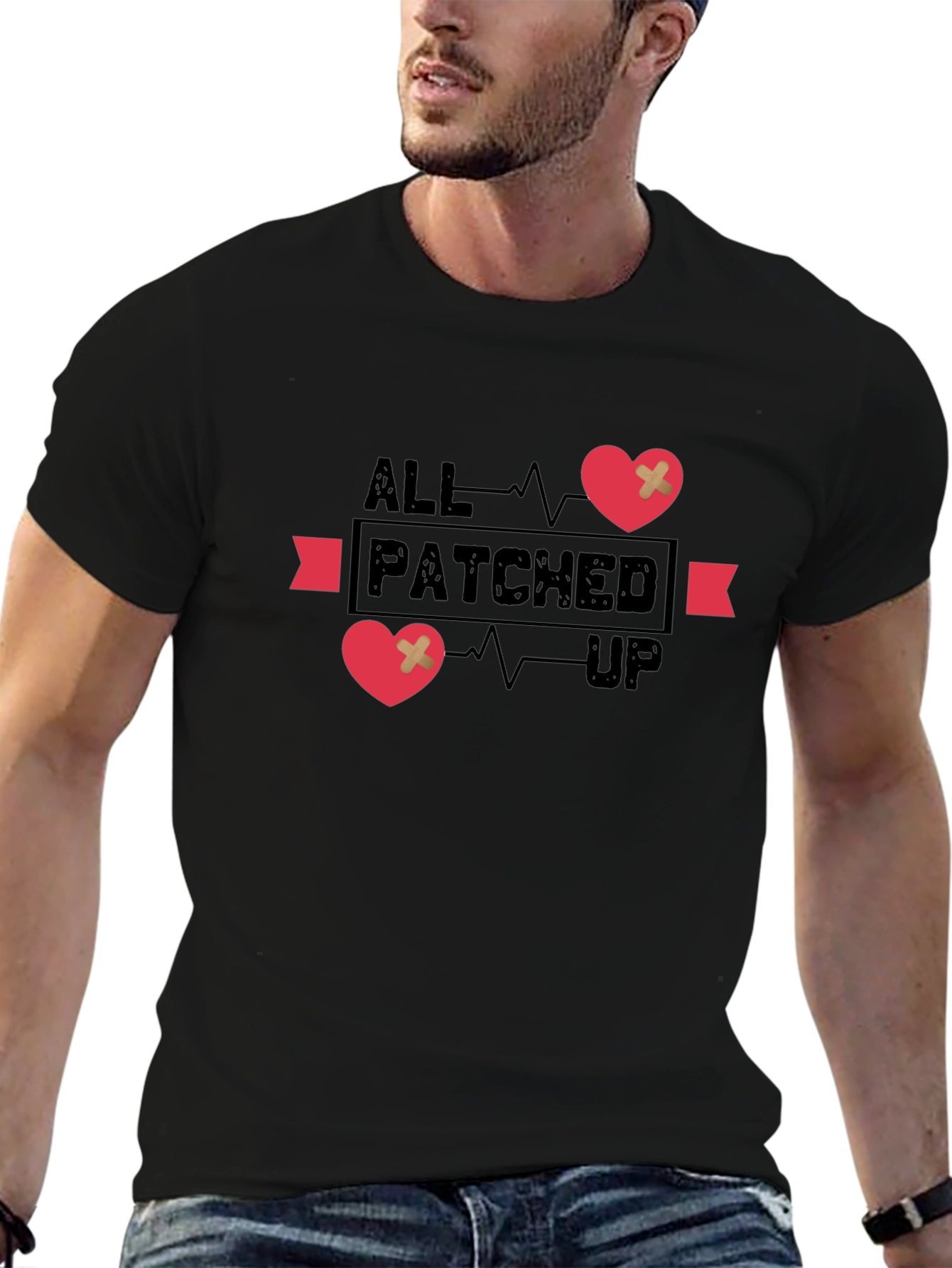 All Patched Up Graphic Tee - Heart Design
