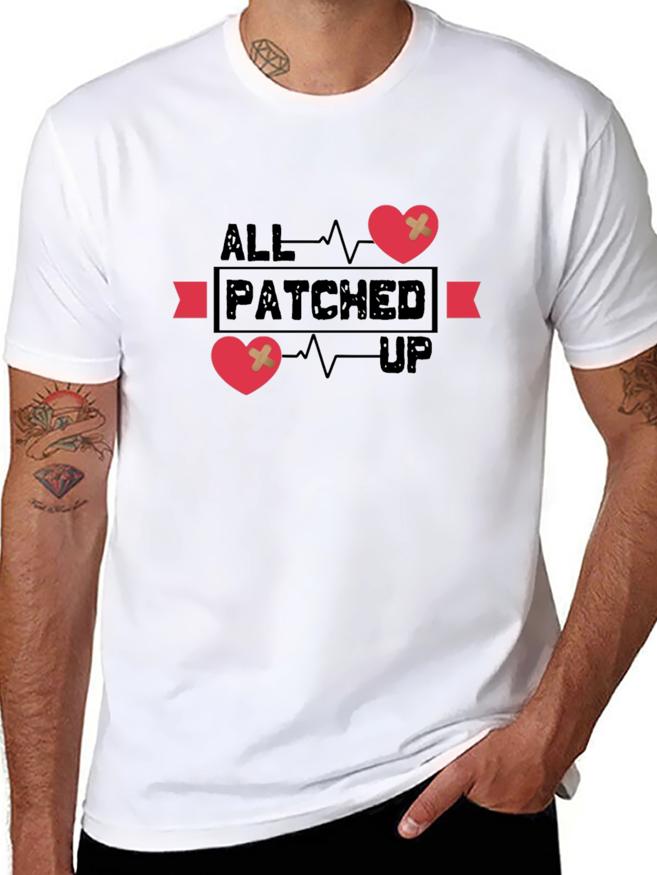 All Patched Up Graphic Tee - Heart Design