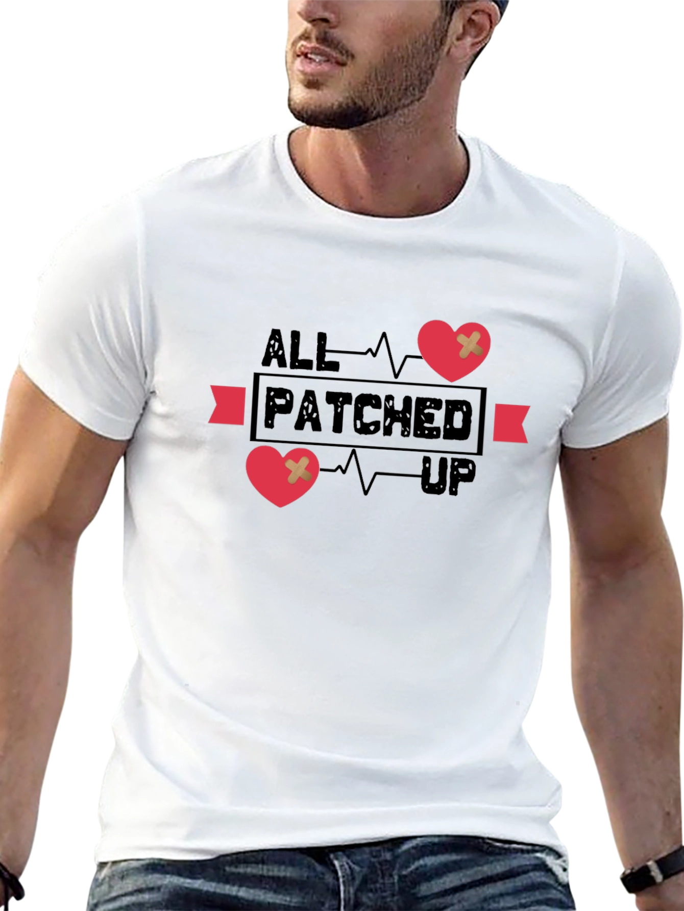 All Patched Up Graphic Tee - Heart Design