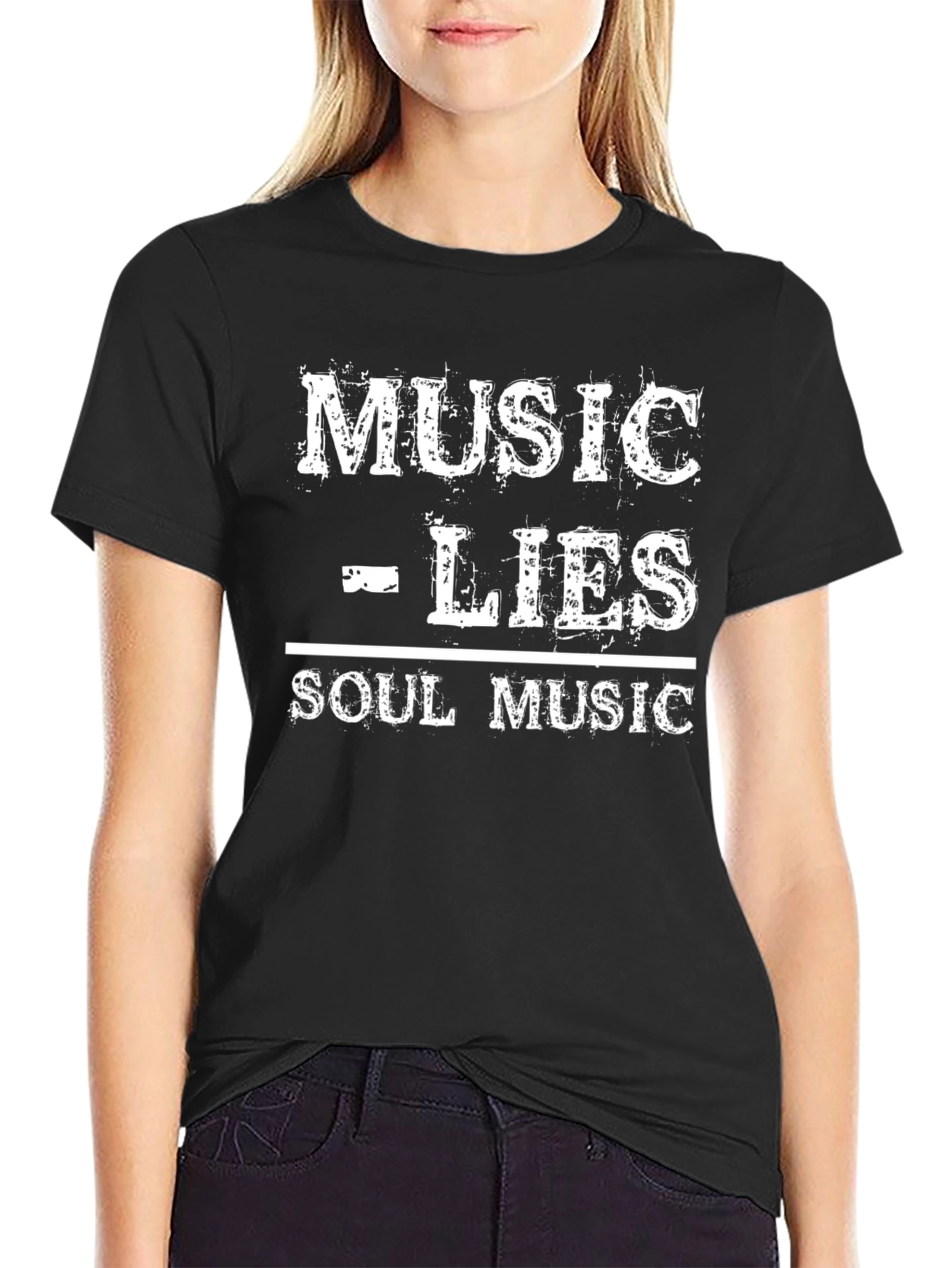 Music Lies Soul Music Black Graphic T-Shirt