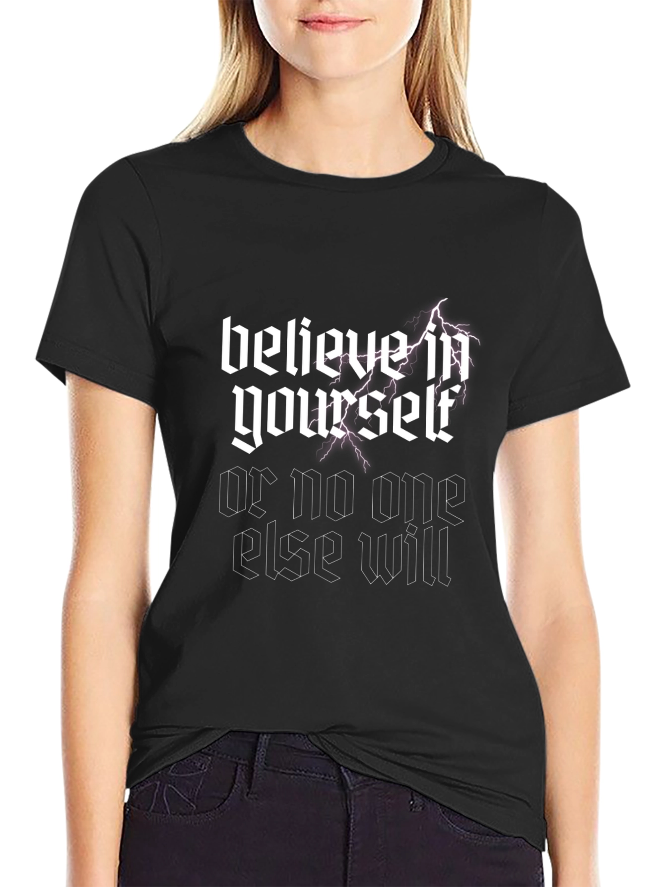Believe In Yourself Graphic Tee - Black Cotton