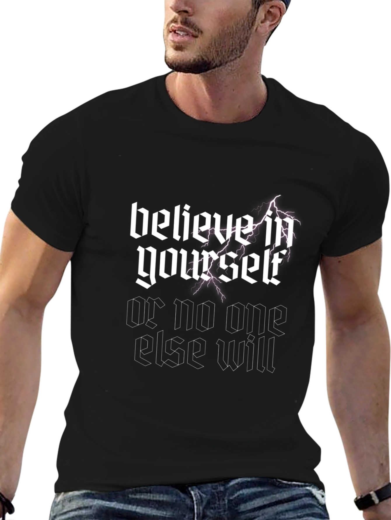 Believe In Yourself Graphic Tee - Black Cotton