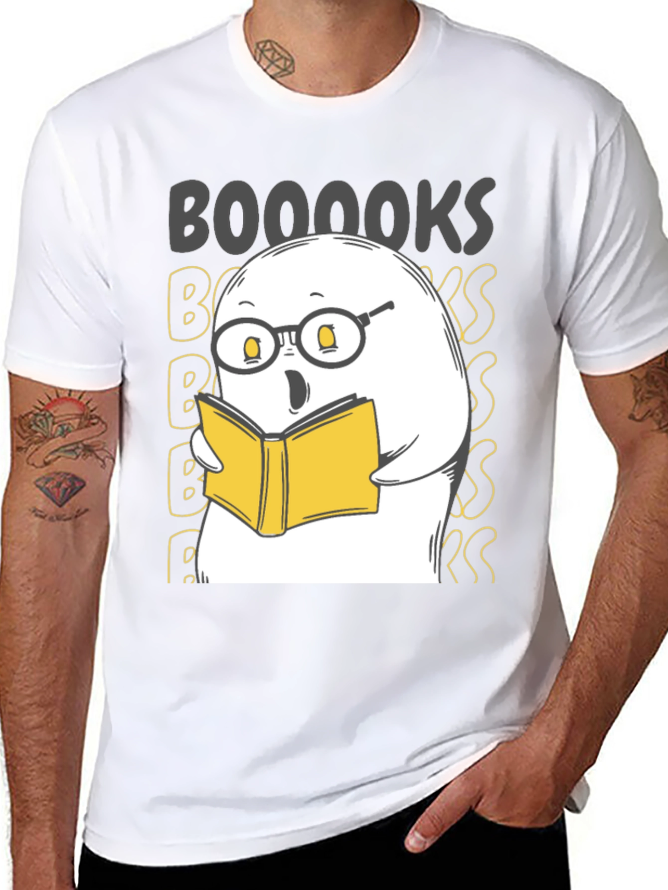 Booooks Ghost Reading T-Shirt - Halloween Tee