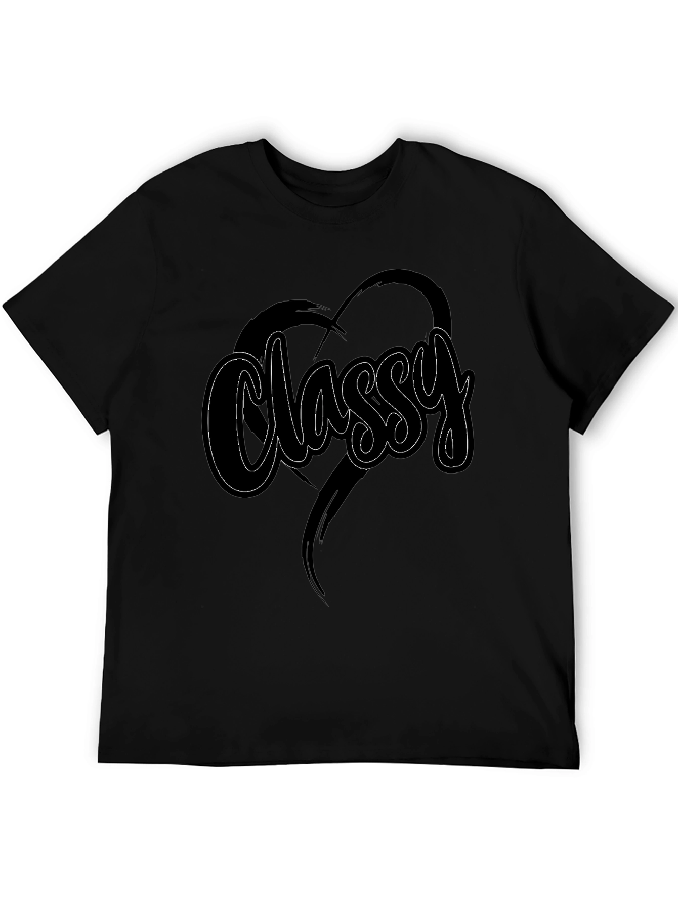 Classy Heart Tee - Stylish Mens Black T-Shirt