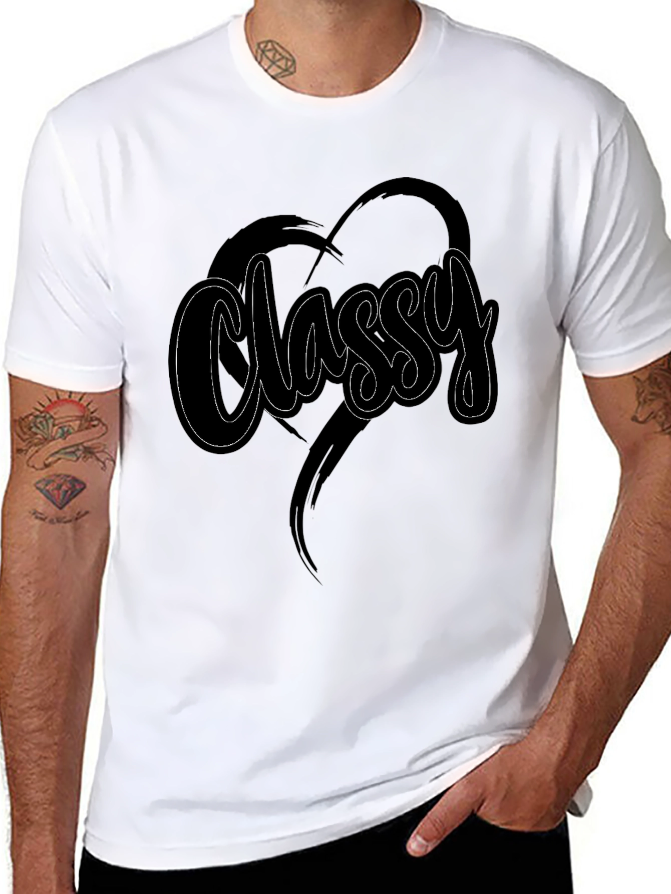 Classy Heart Tee - Stylish Mens Black T-Shirt