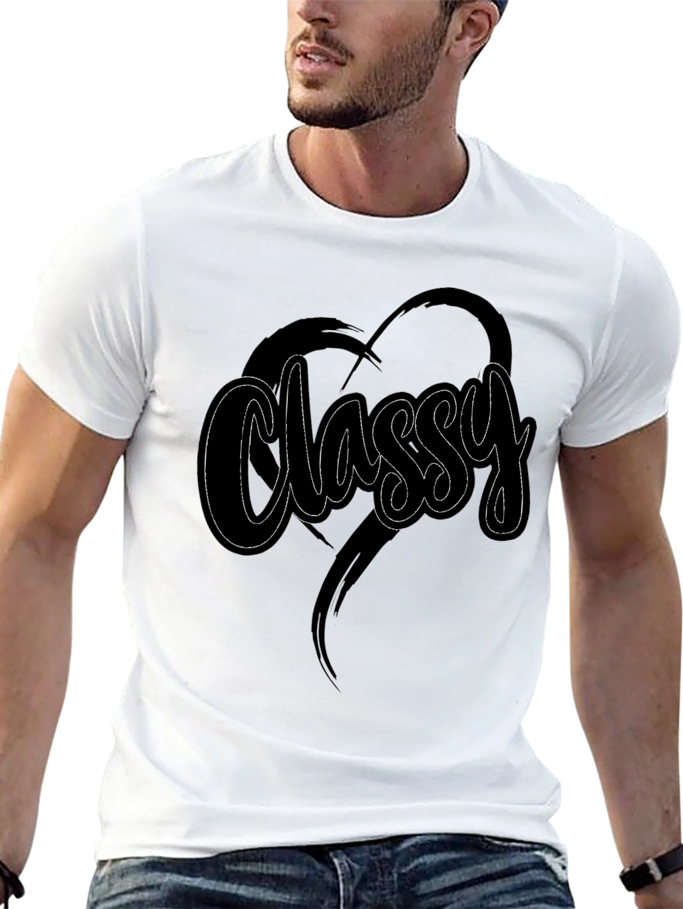Classy Heart Tee - Stylish Mens Black T-Shirt