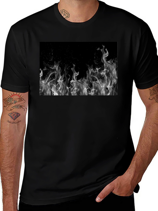 Black Tee with Abstract Smoke Print