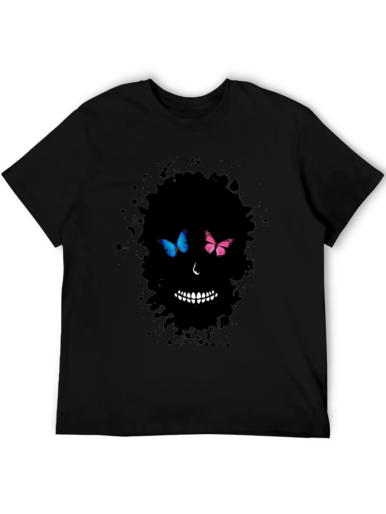 Butterfly Skull Graphic Tee - Mens Black T-Shirt