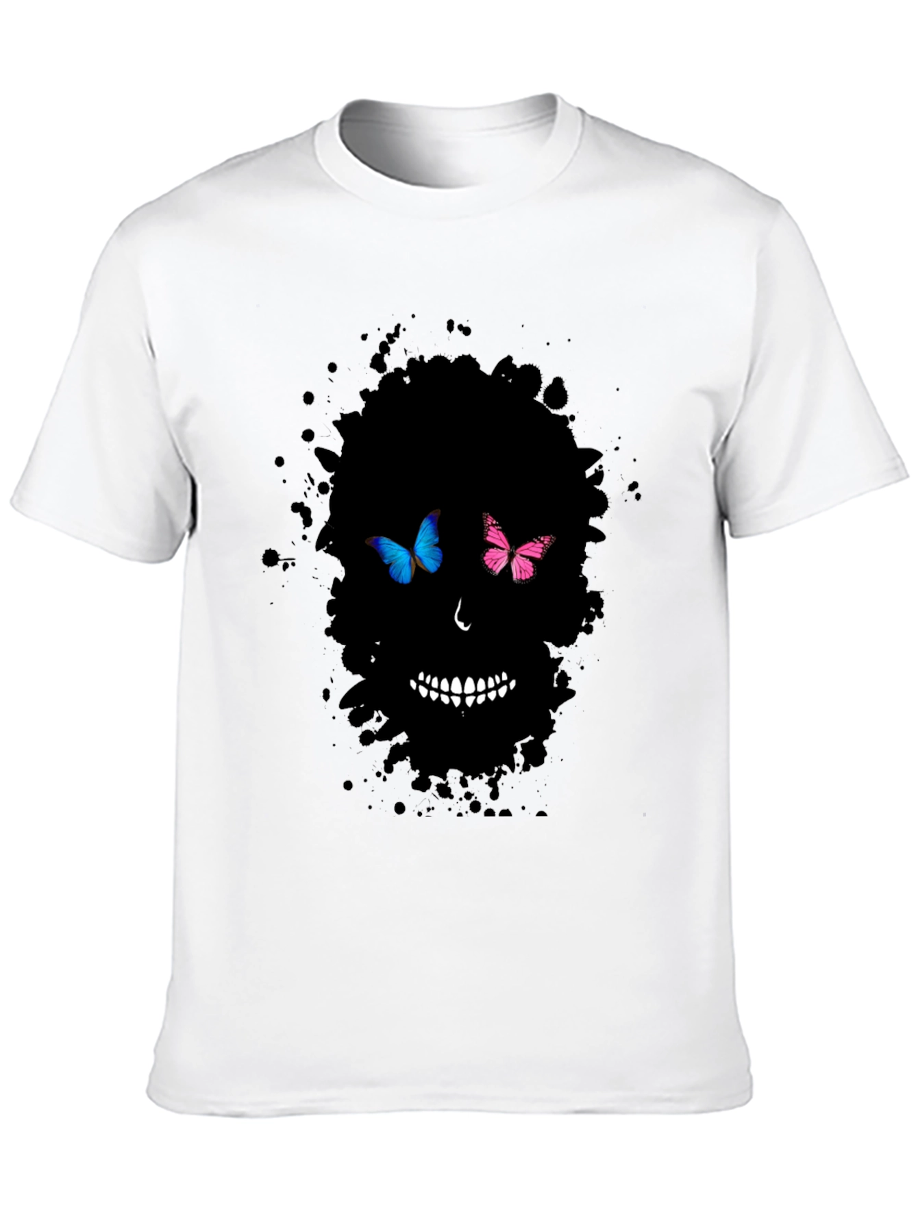 Butterfly Skull Graphic Tee - Mens Black T-Shirt