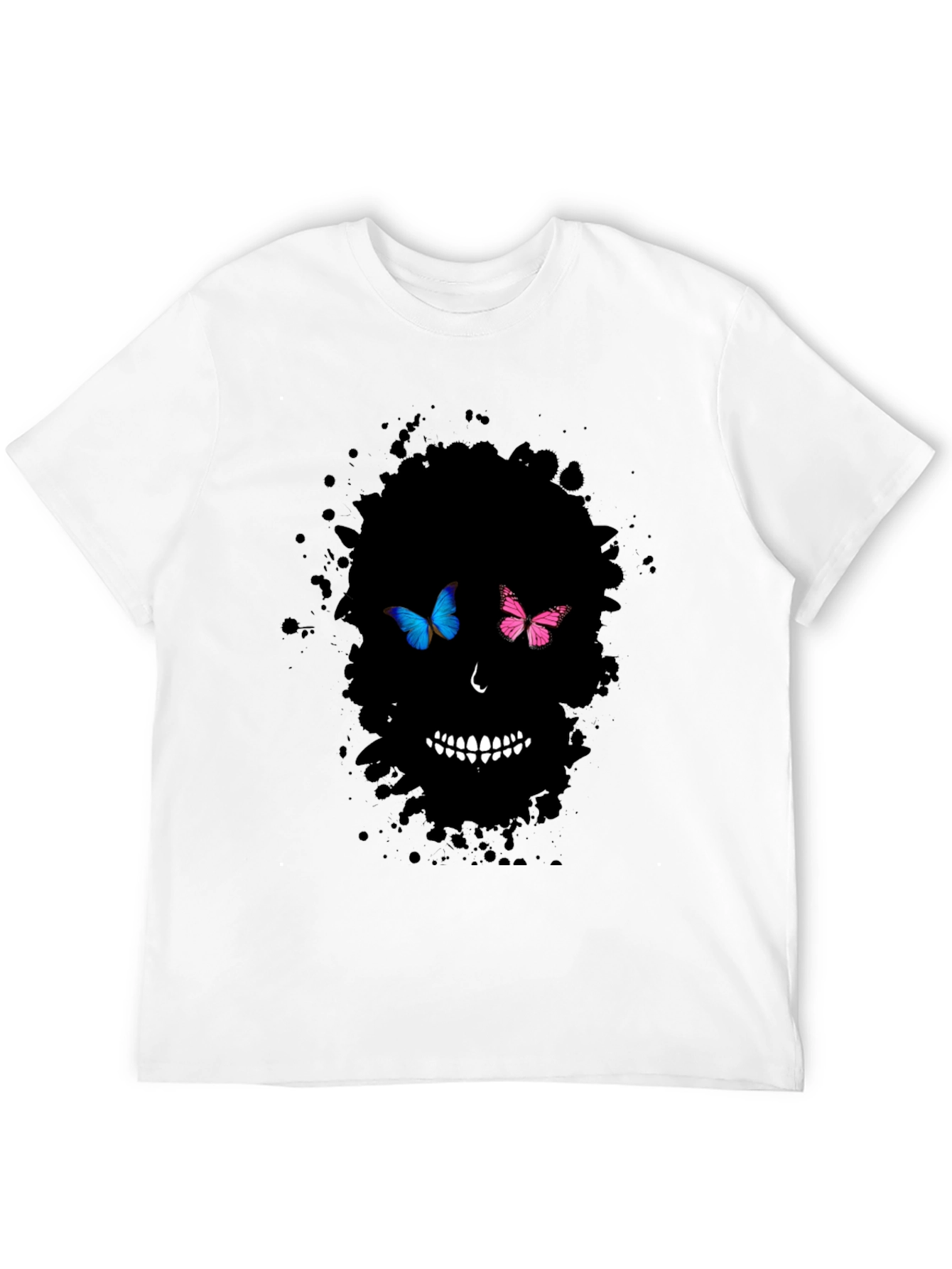Butterfly Skull Graphic Tee - Mens Black T-Shirt