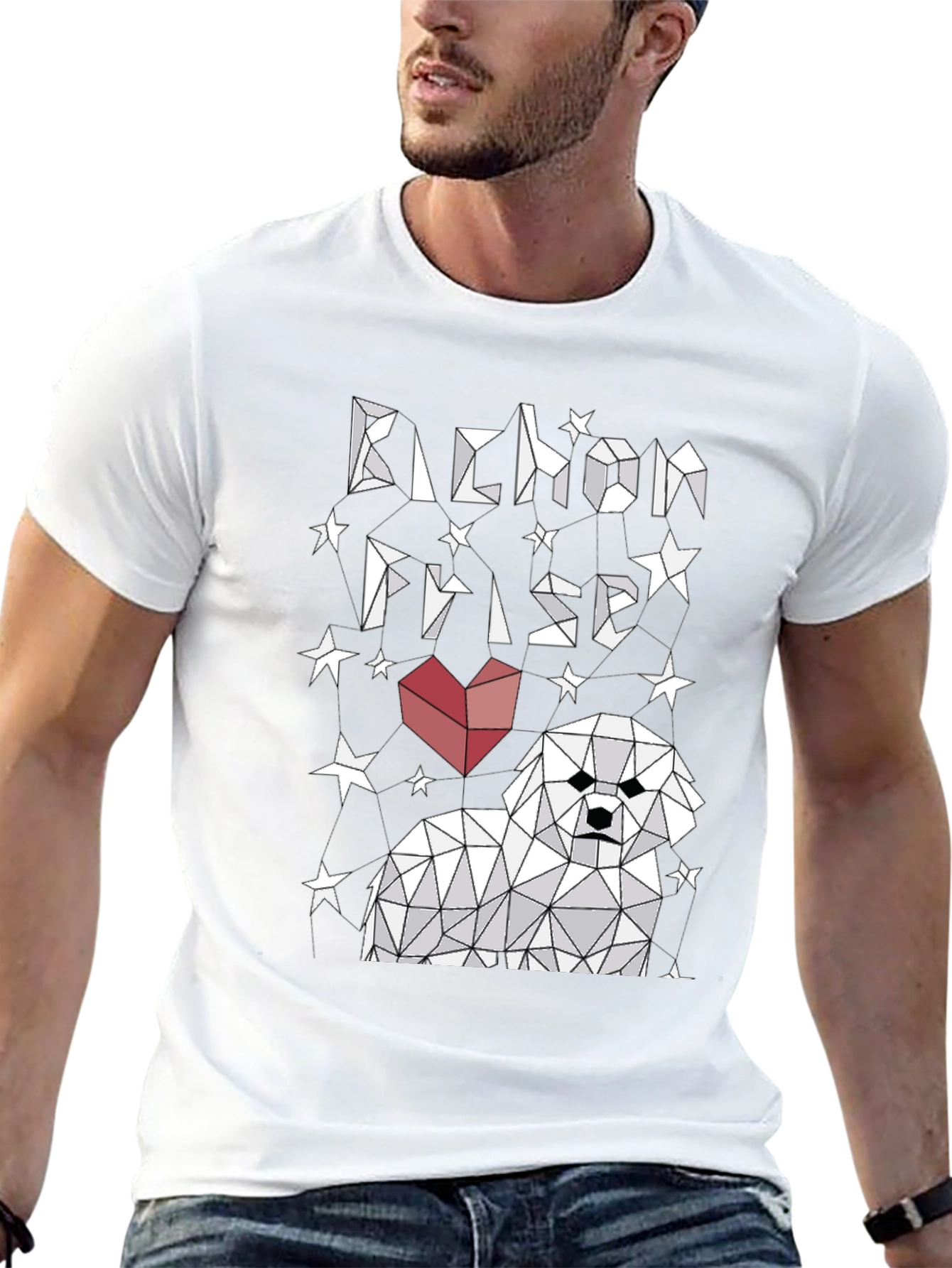 Bichon Frise Graphic Tee - Geometric Dog Lover Shirt