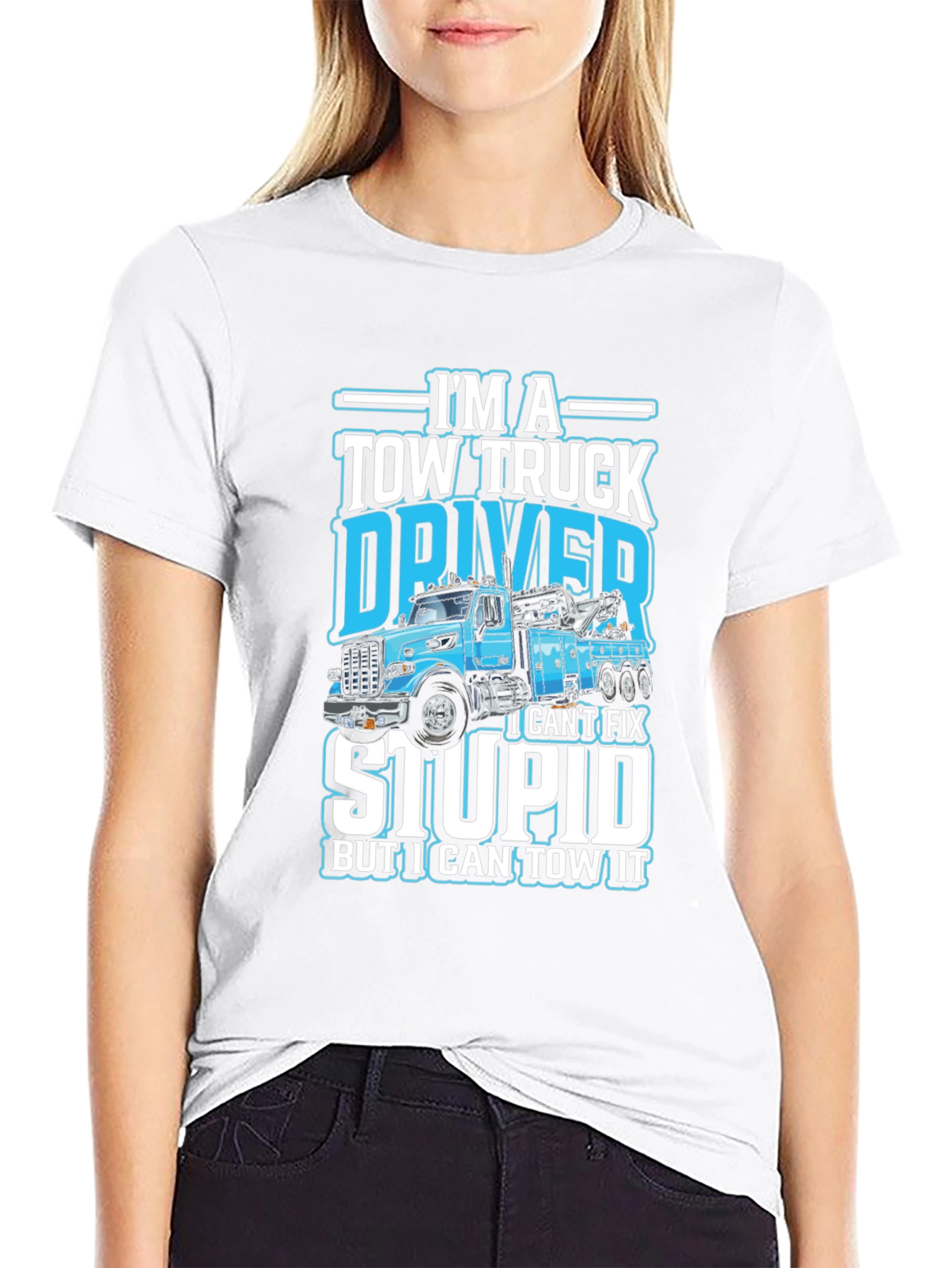 Tow Truck Driver Humor Black Cotton T-Shirt