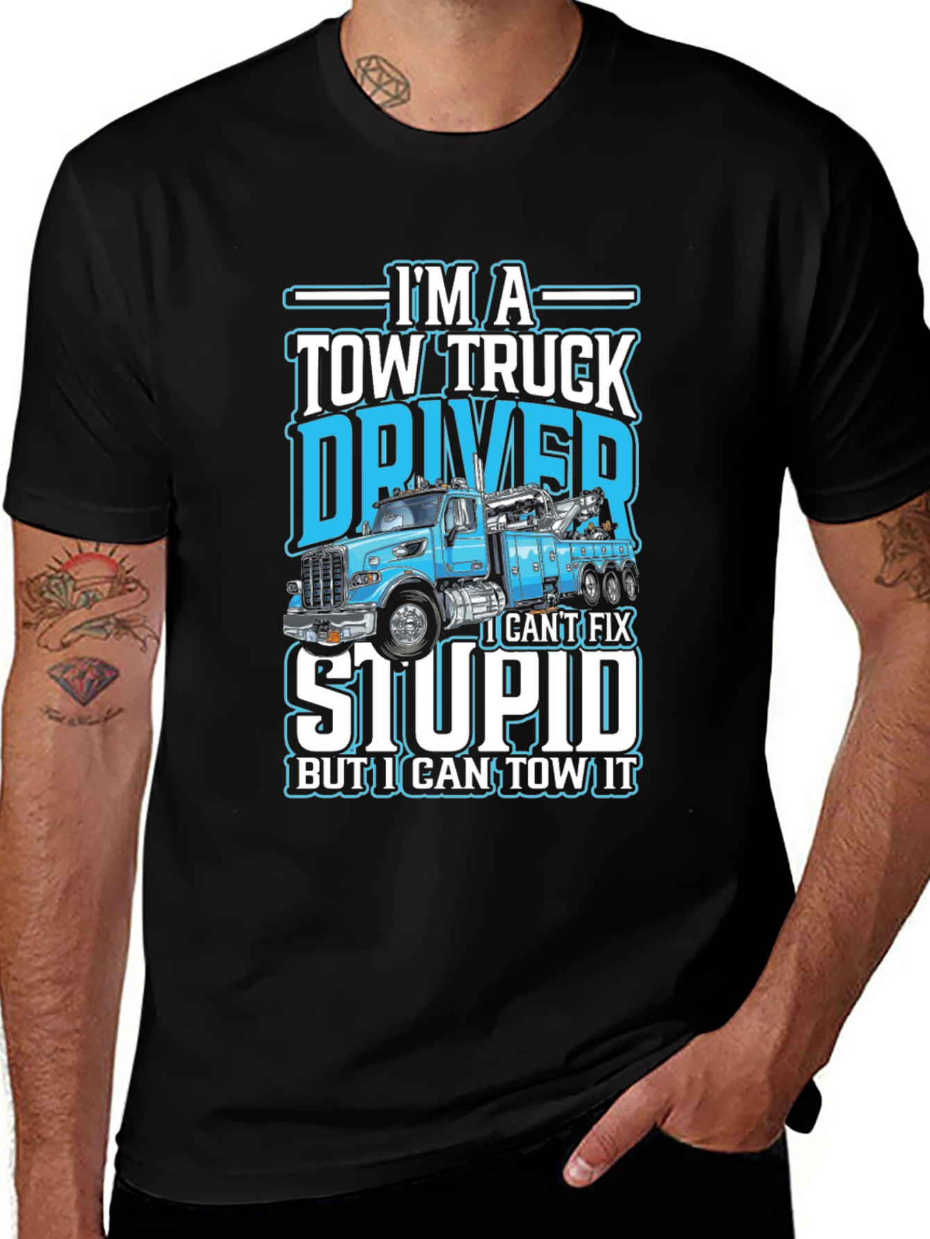 Tow Truck Driver Humor Black Cotton T-Shirt
