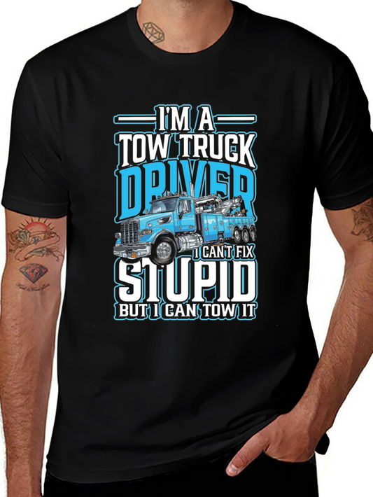 Tow Truck Driver Humor Black Cotton T-Shirt