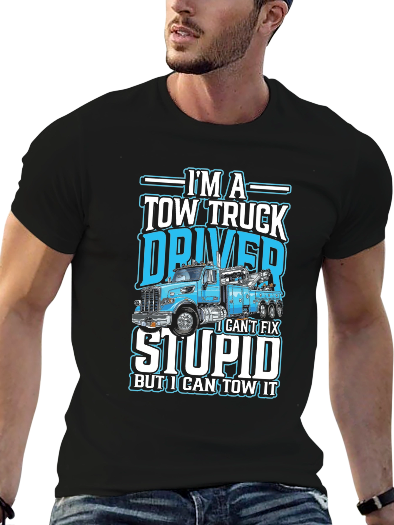 Tow Truck Driver Humor Black Cotton T-Shirt