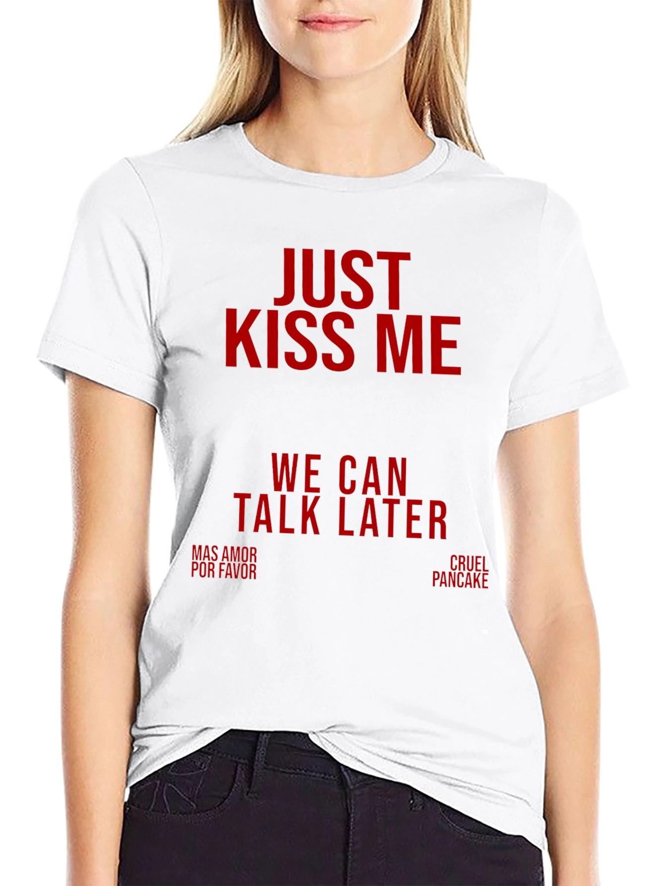Just Kiss Me Black Graphic Tee