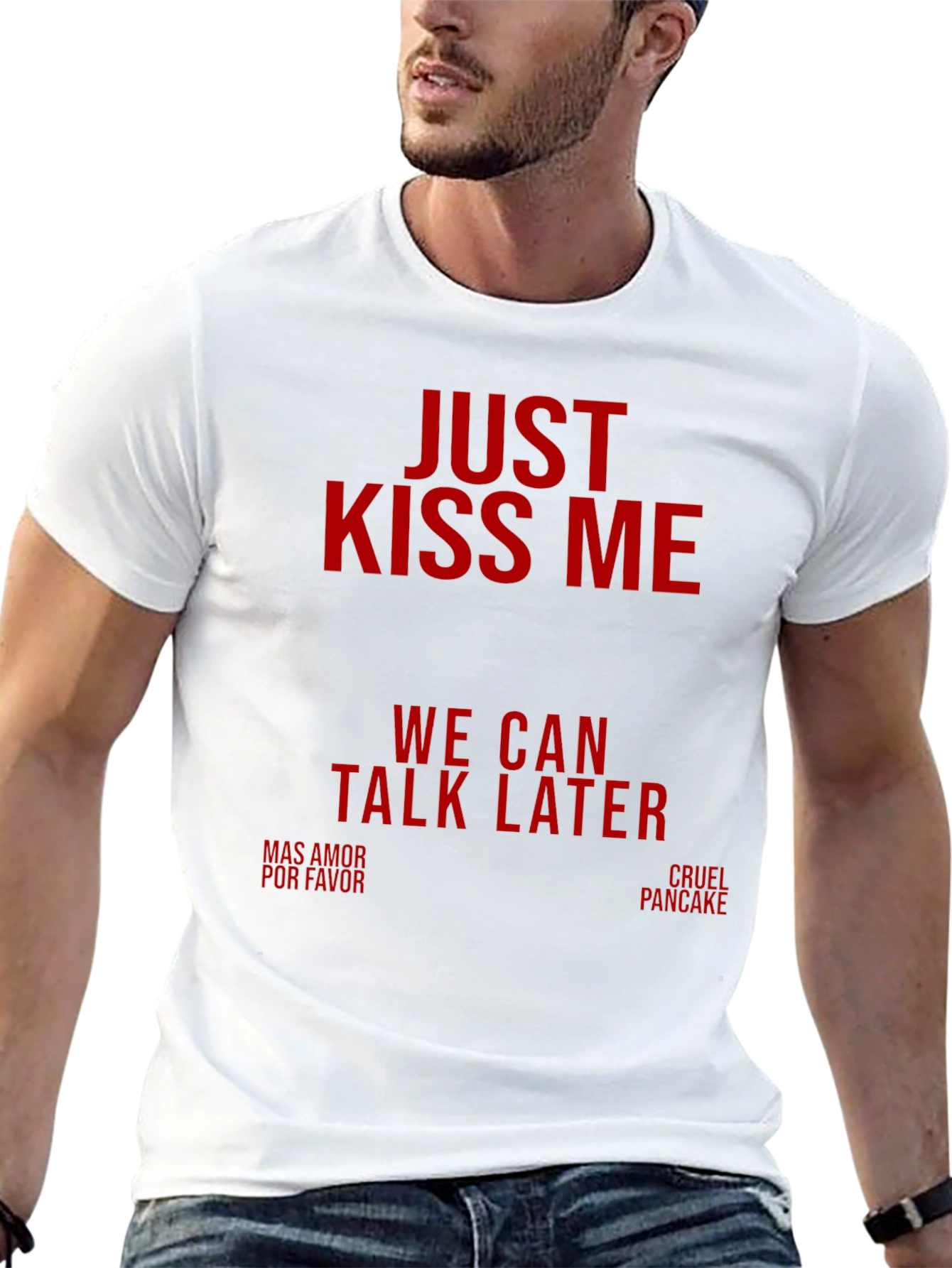 Just Kiss Me Black Graphic Tee