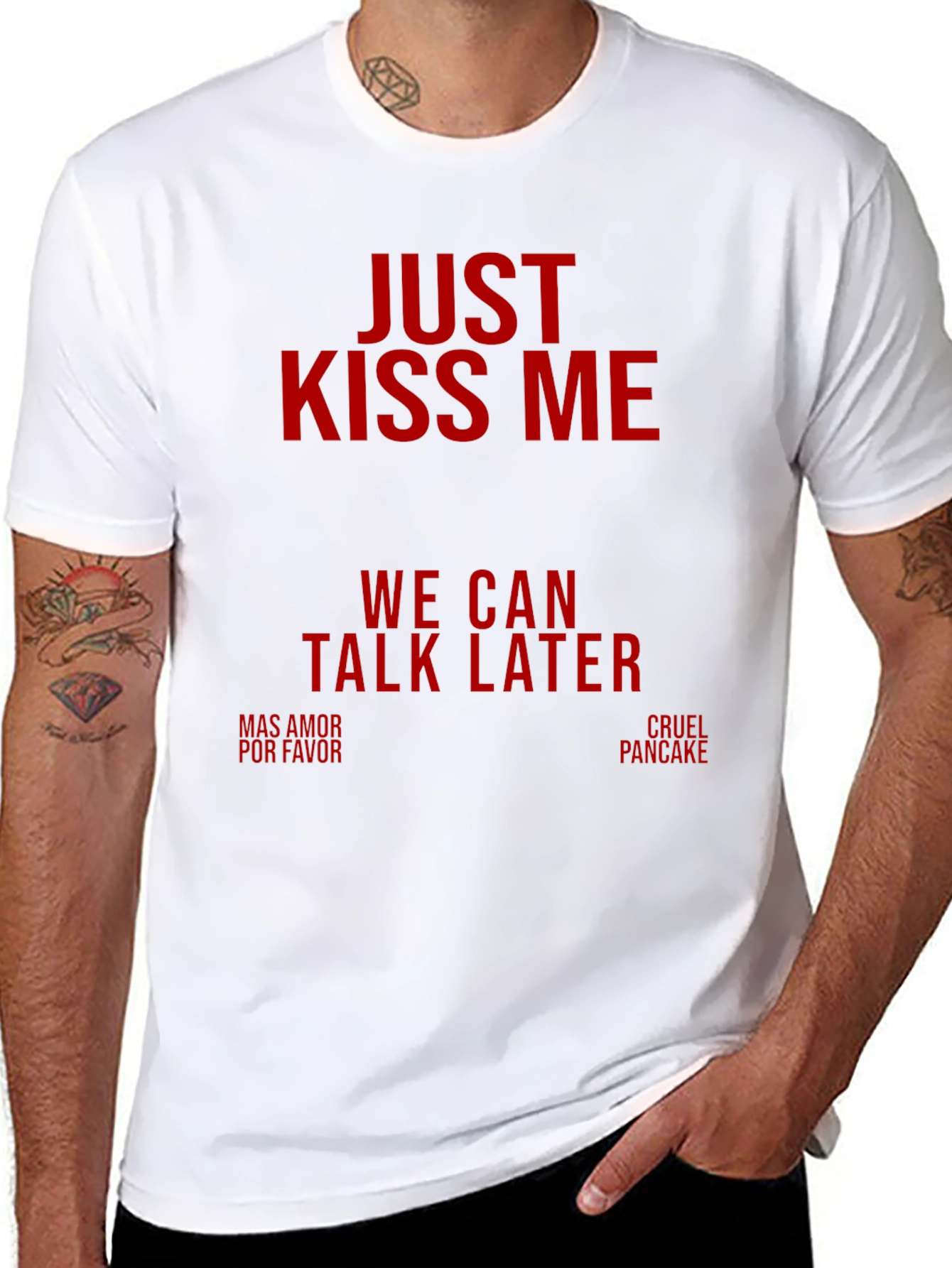 Just Kiss Me Black Graphic Tee