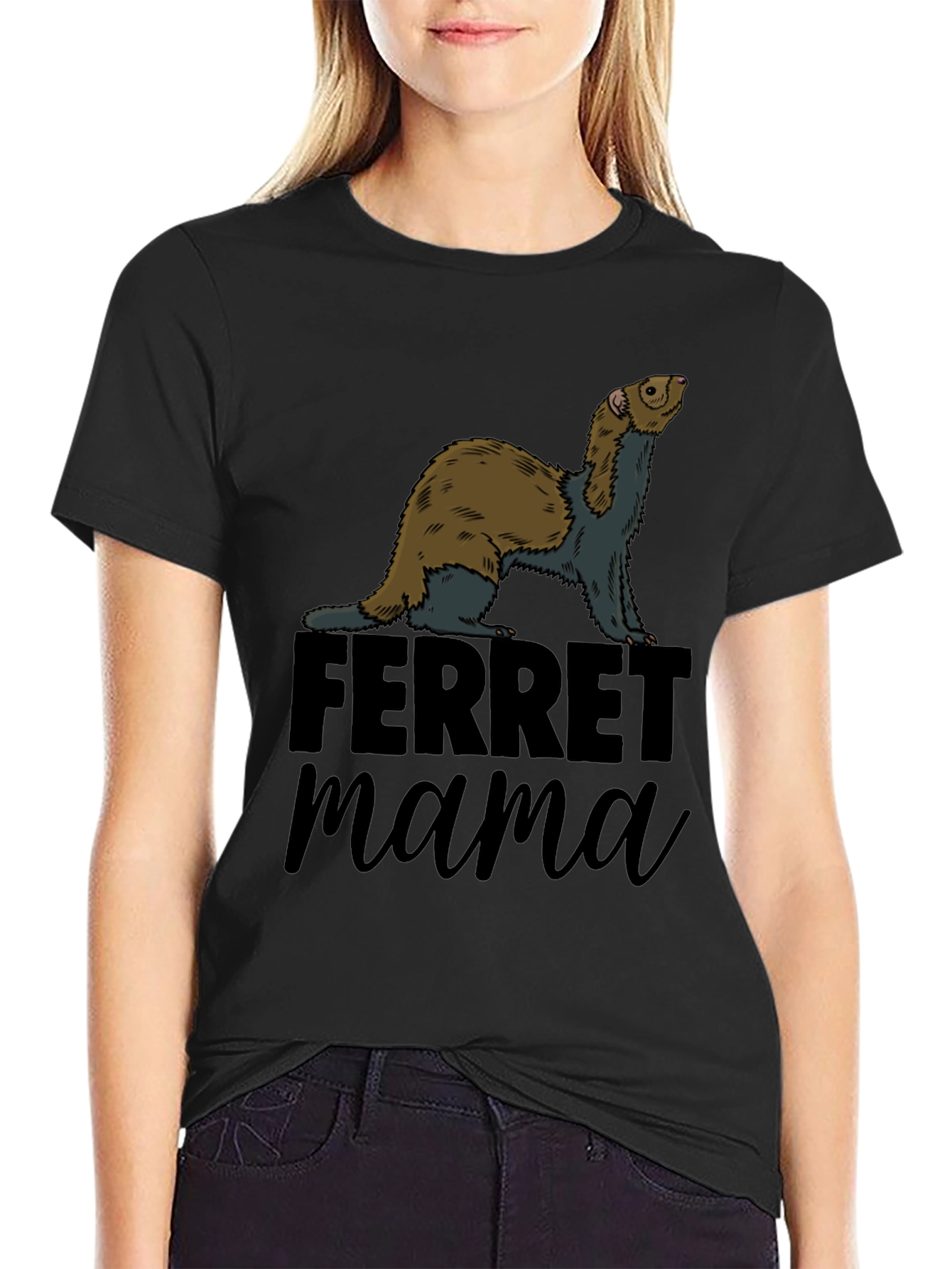 Ferret Mama Graphic T-Shirt - Black