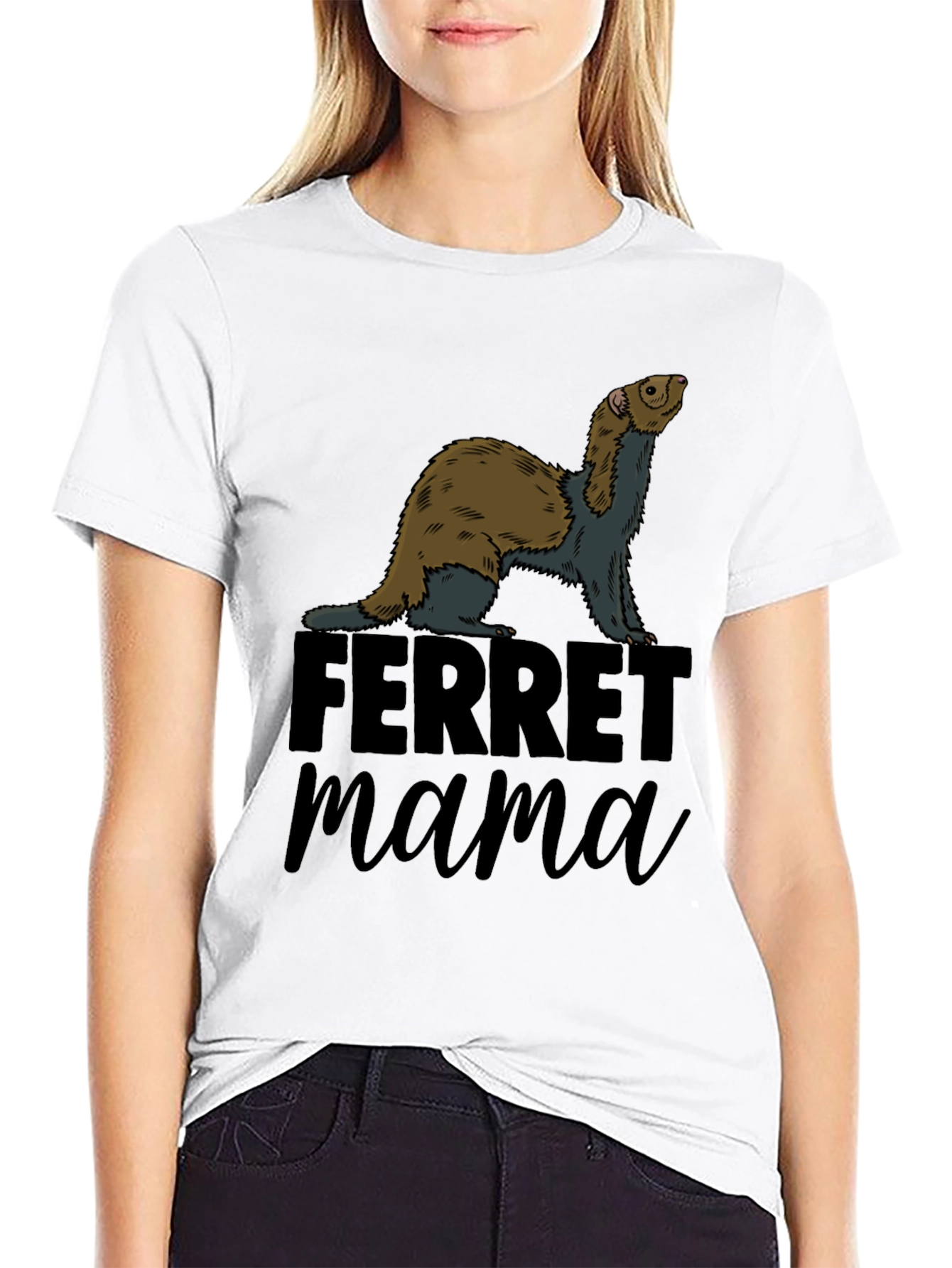 Ferret Mama Graphic T-Shirt - Black