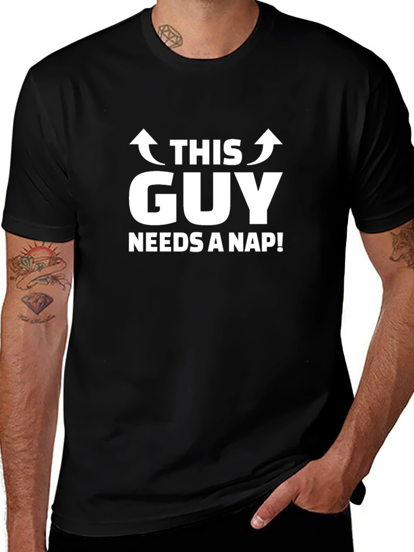 This Guy Needs A Nap! Black T-Shirt